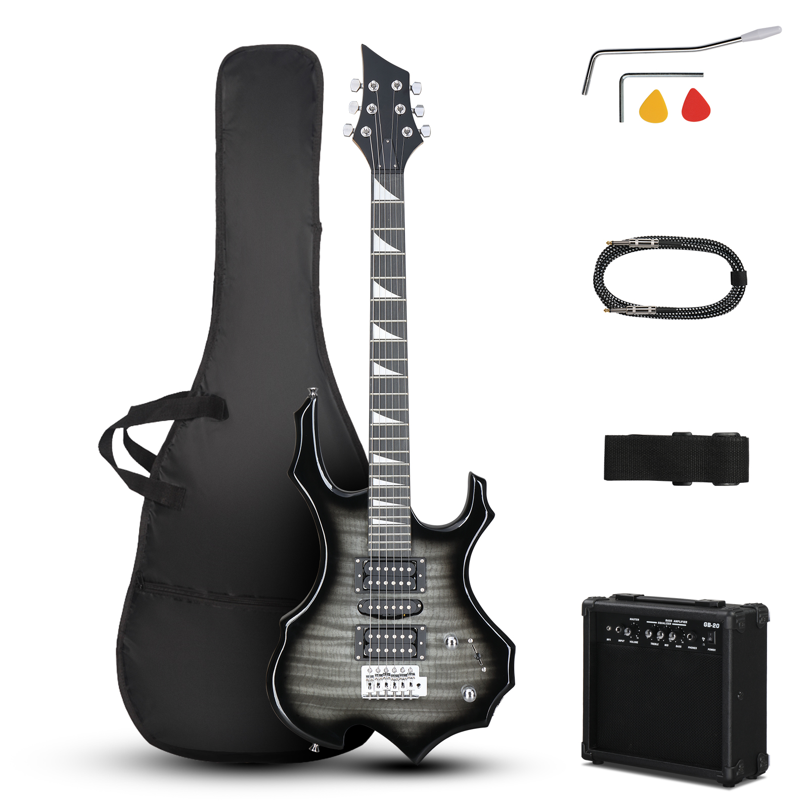 Ktaxon Flame Shaped 39in Electric Guitar School Band 6 String With
