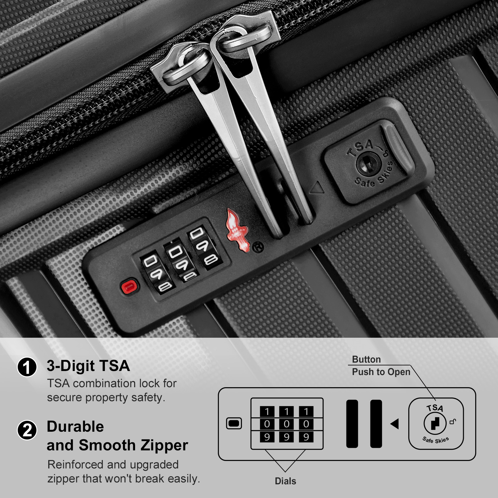 Luggage Sets 3 Piece PP Suitcases with Wheels Hardside Hard Shell with TSA Lock - Picture 5 of 71