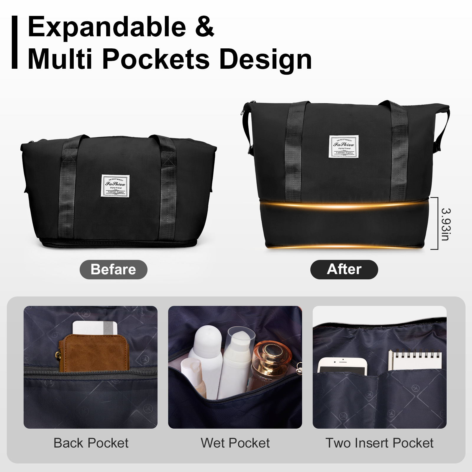 Luggage Sets 3 Piece PP Suitcases with Wheels Hardside Hard Shell with TSA Lock - Picture 7 of 71