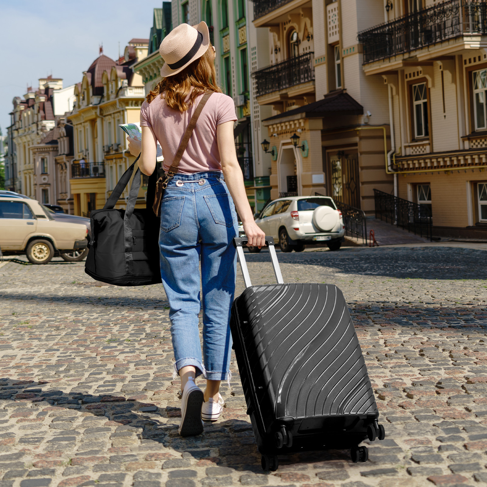 20" Luggage Set Spinner Wheels Suitcase w/ Storage Duffel Toiletry Bag 6 Colors