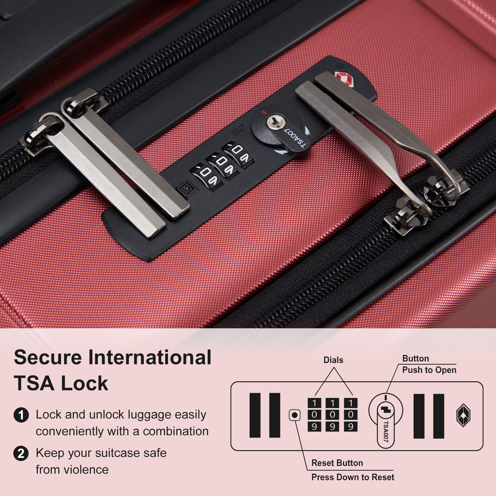 20" Extensible Front Opening Pocket Suitcase with Wheels Travel Luggage TSA Lock