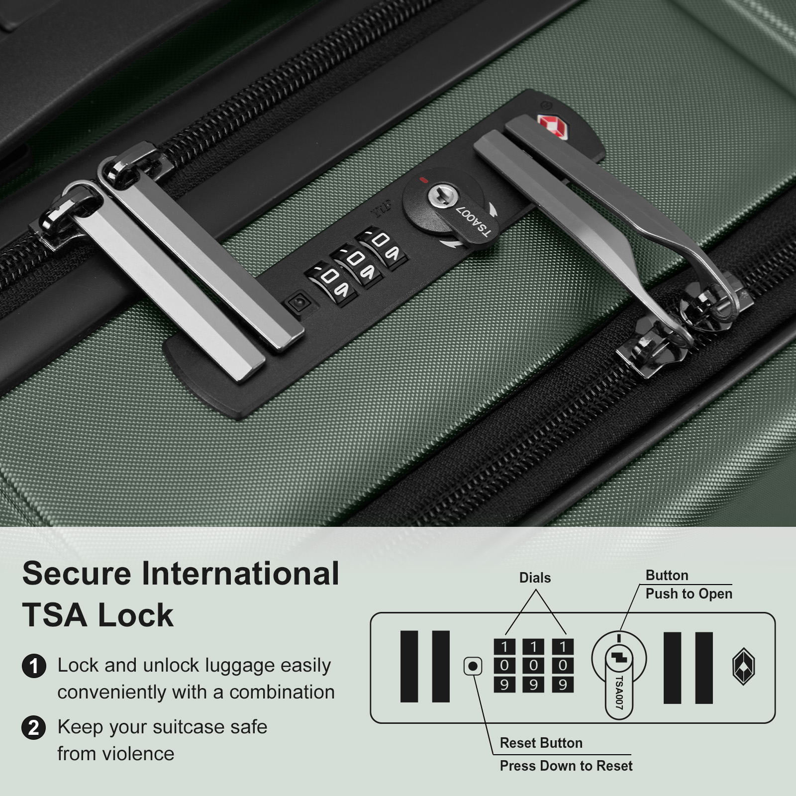 20" Extensible Front Opening Pocket Suitcase with Wheels Travel Luggage TSA Lock