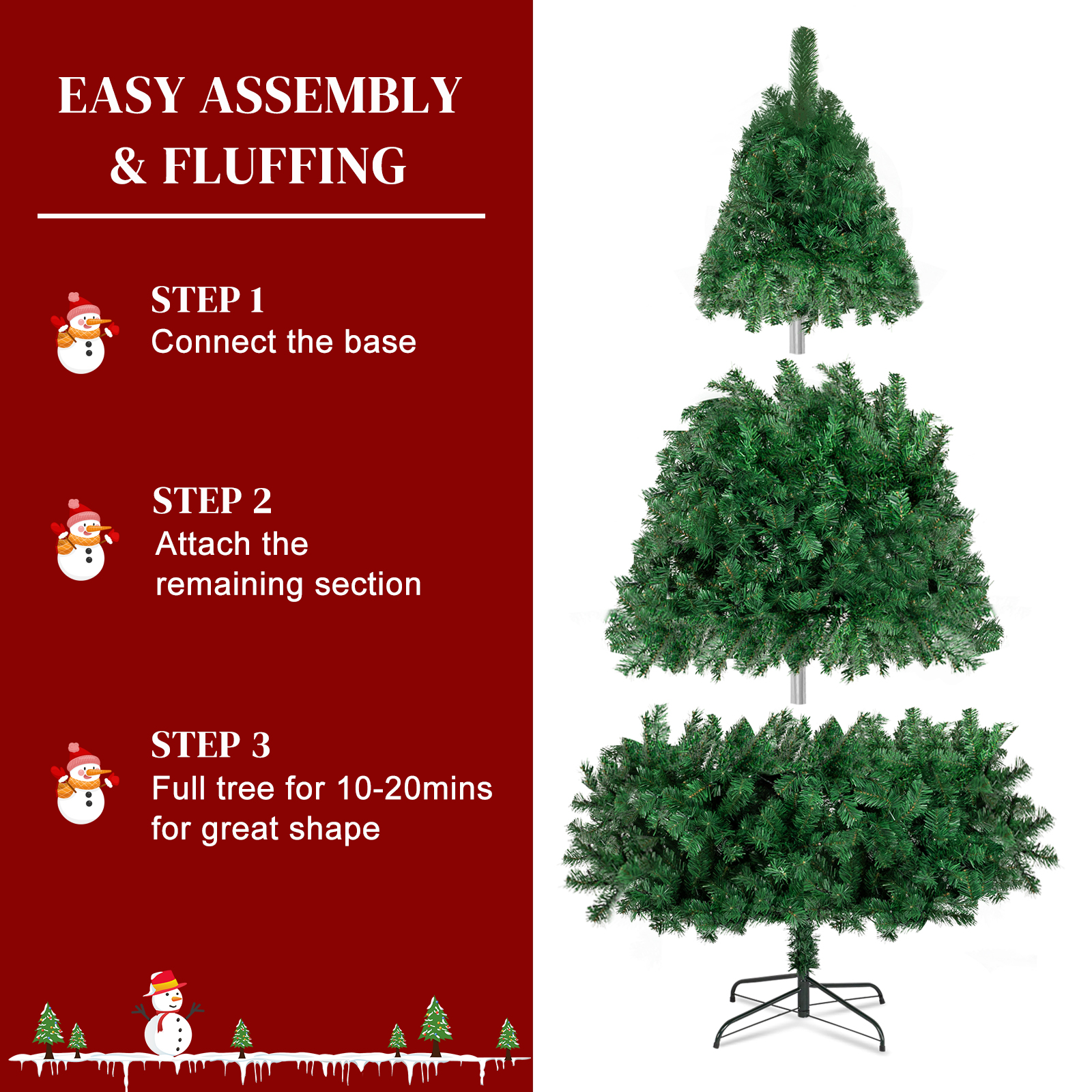 4FT Artificial PVC Christmas Tree Metal Stand Xmas Holiday Season Indoor Outdoor