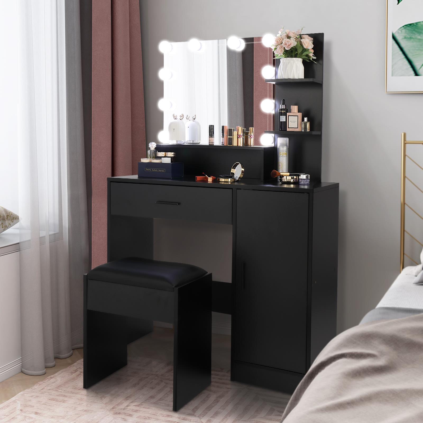 Bedroom Dressing Set Makeup Vanity Table Dimmable Mirror w/ 10 LED Light - Picture 7 of 11