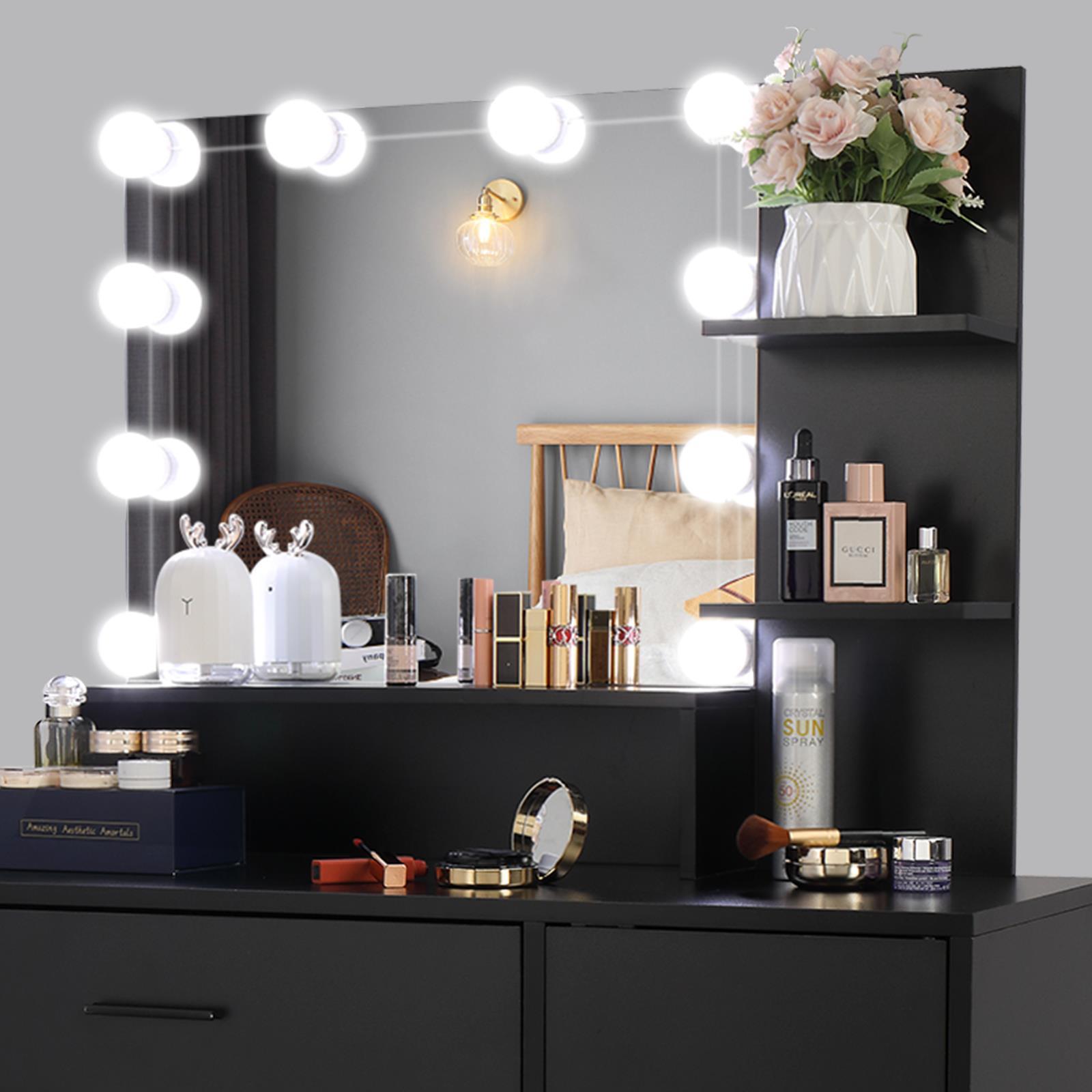Bedroom Dressing Set Makeup Vanity Table Dimmable Mirror w/ 10 LED Light - Picture 8 of 11