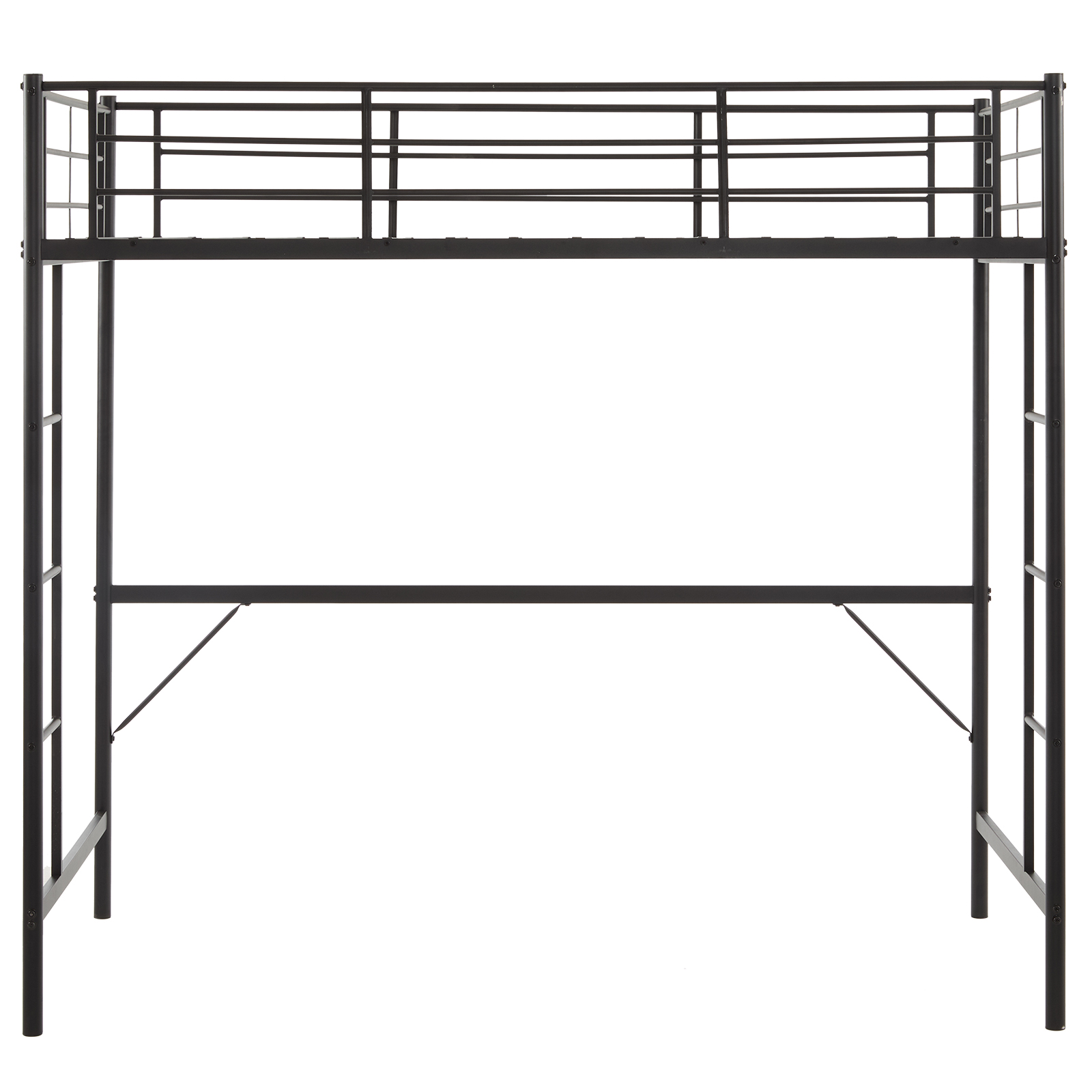 Heavy-duty Twin Size Metal Loft Bed Frame with 2 Ladders for Teens 3 Color