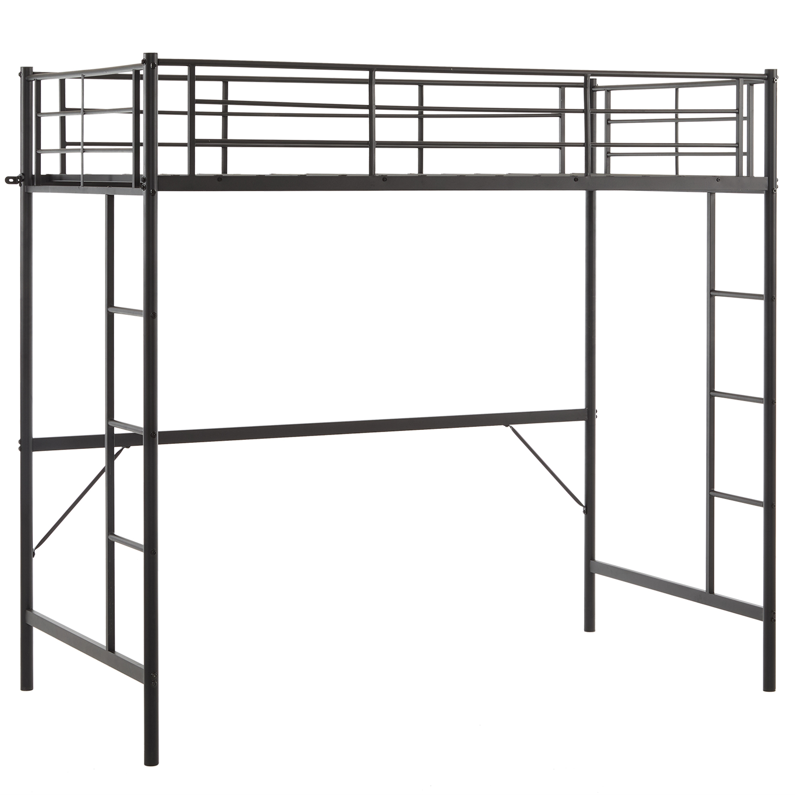 Heavy-duty Twin Size Metal Loft Bed Frame with 2 Ladders for Teens 3 Color