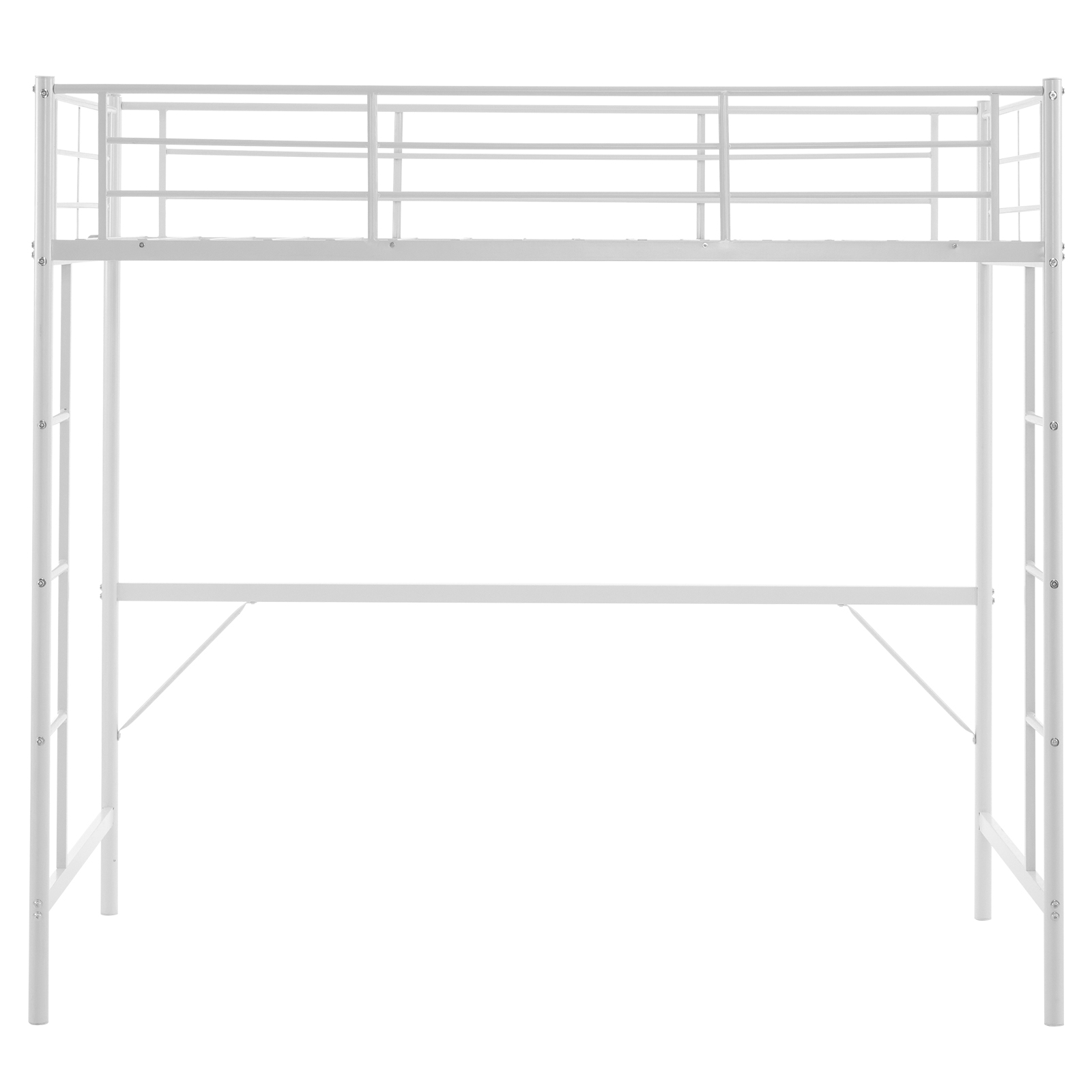 Heavy-duty Twin Size Metal Loft Bed Frame with 2 Ladders for Teens 3 Color