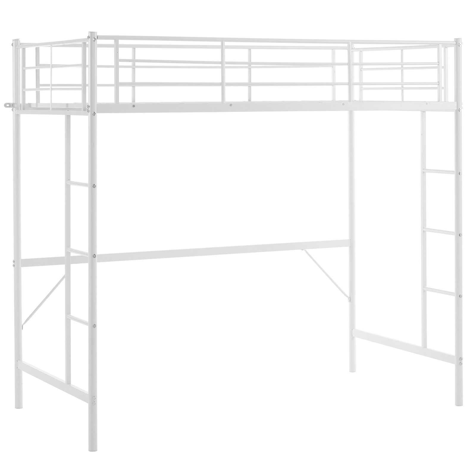 Heavy-duty Twin Size Metal Loft Bed Frame with 2 Ladders for Teens 3 Color