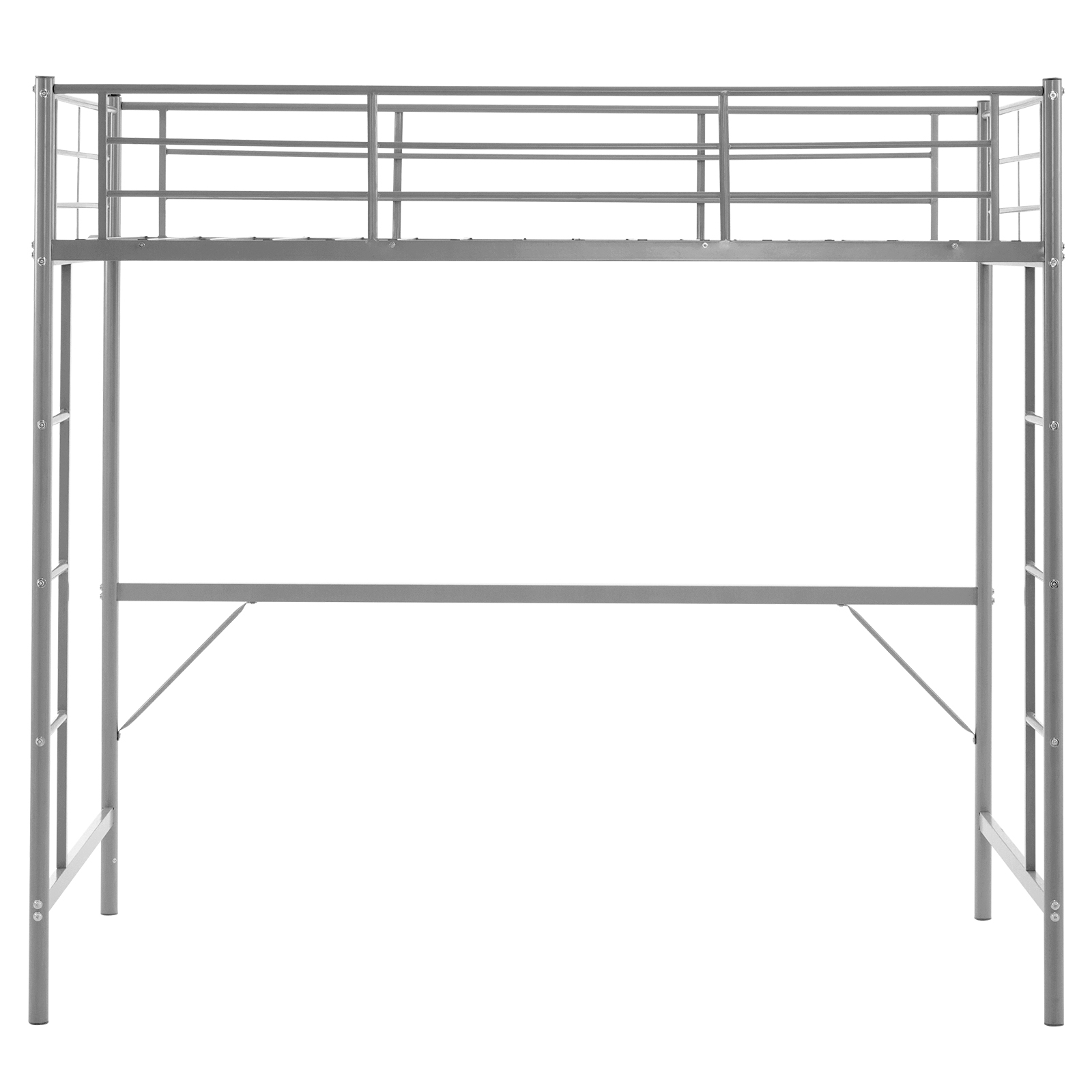 Heavy-duty Twin Size Metal Loft Bed Frame with 2 Ladders for Teens 3 Color