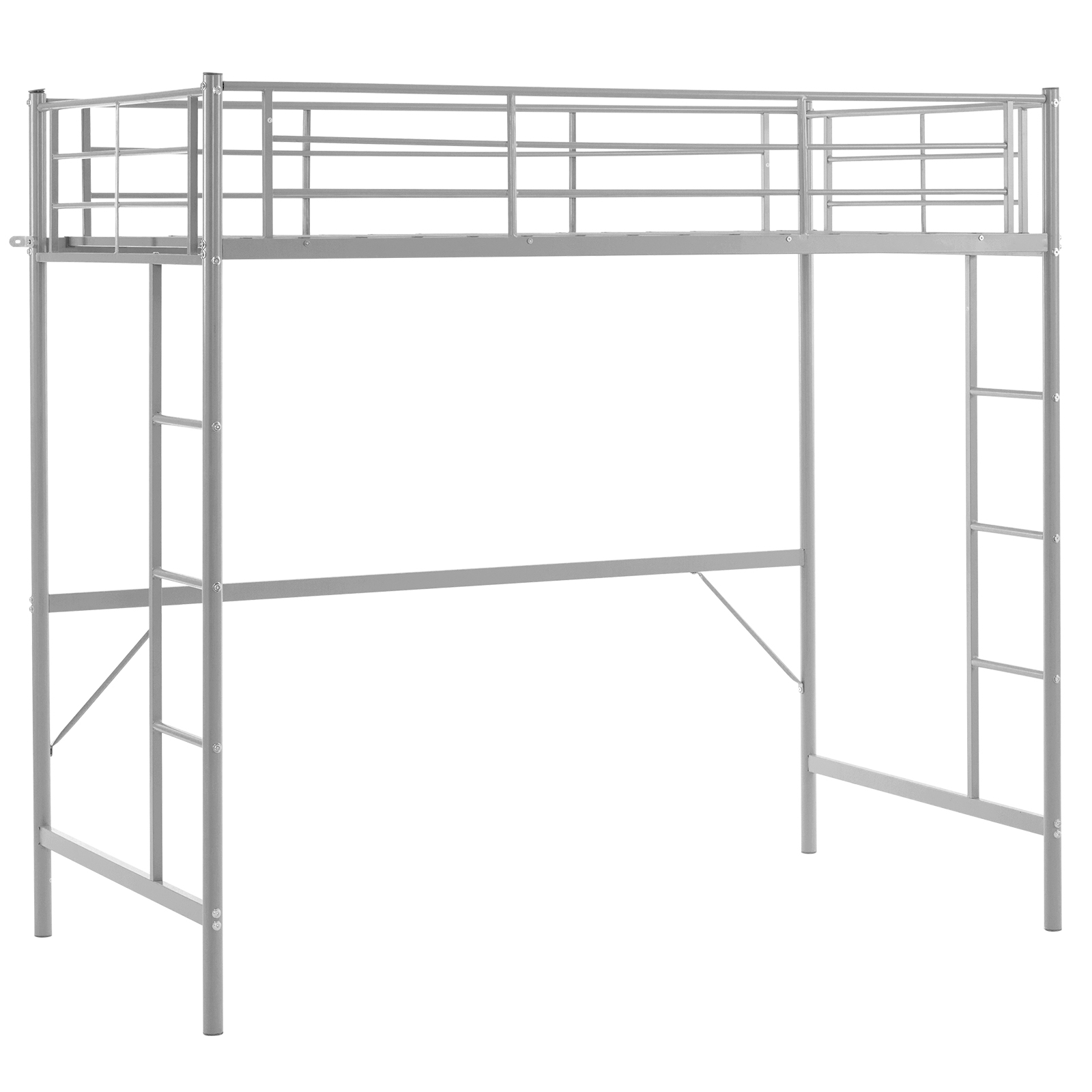 Heavy-duty Twin Size Metal Loft Bed Frame with 2 Ladders for Teens 3 Color