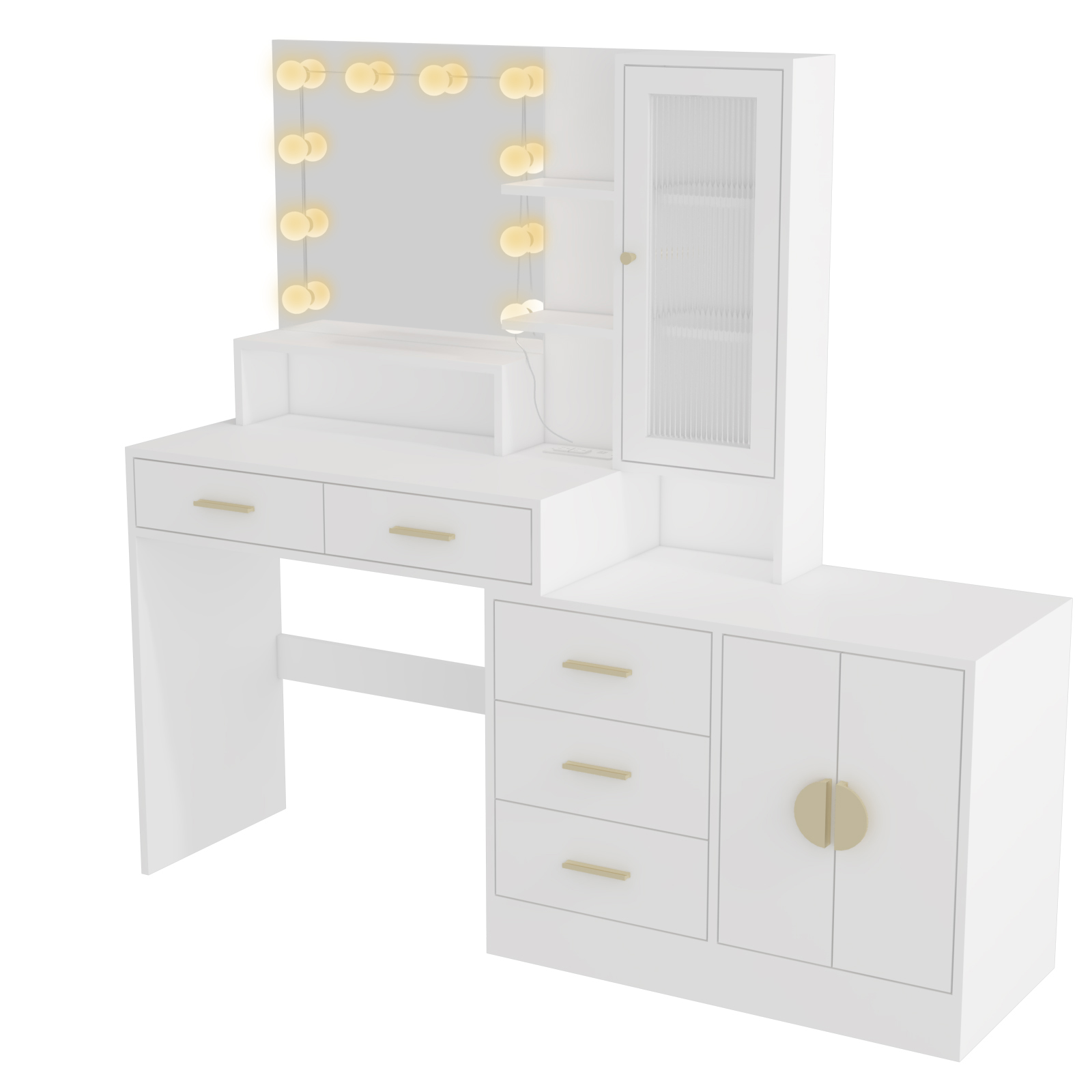 Makeup Vanity Table with Large LED Mirror &  Power Outlets Dressing Desk