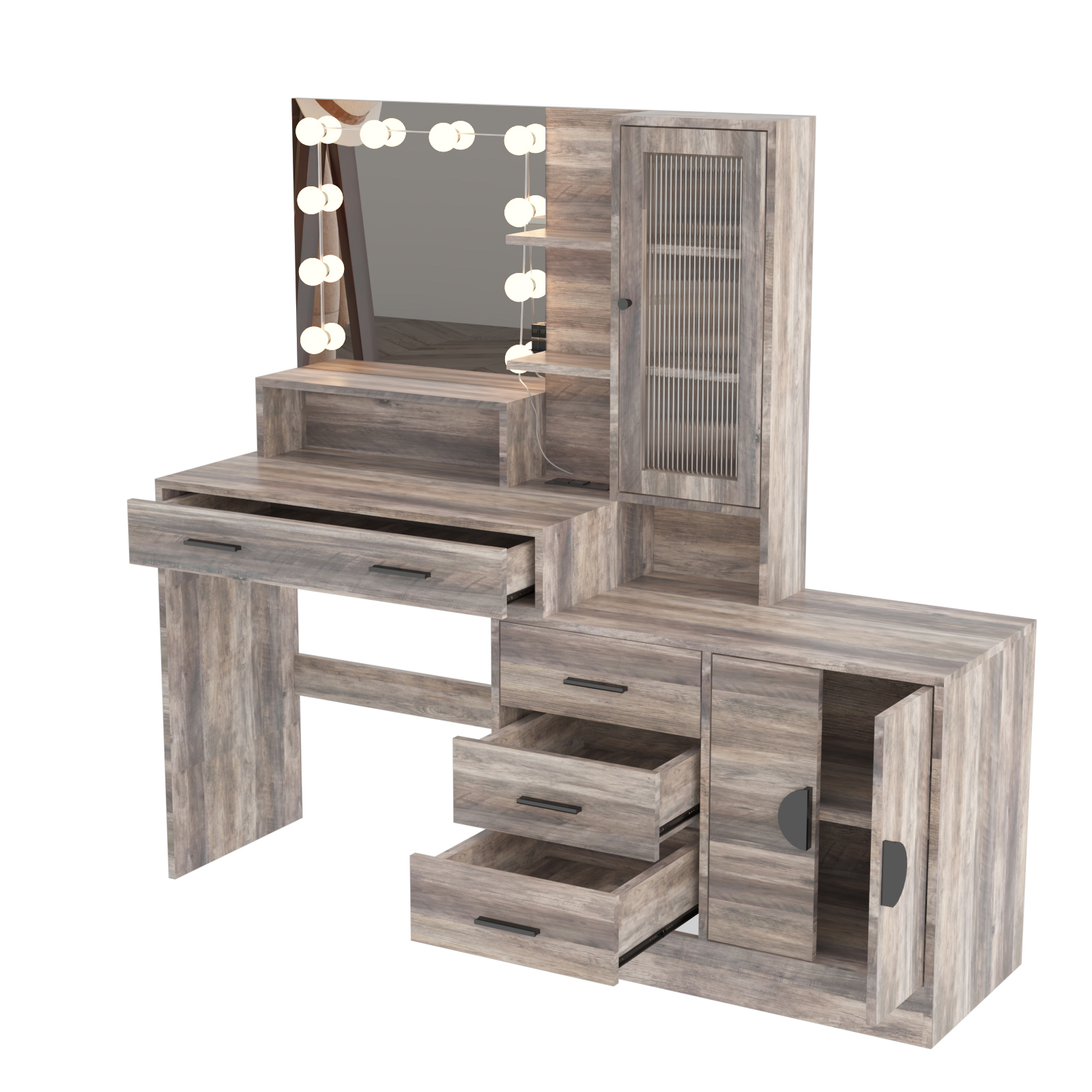 Makeup Vanity Table with Large LED Mirror & Power Outlets Dressing Desk - Picture 27 of 30