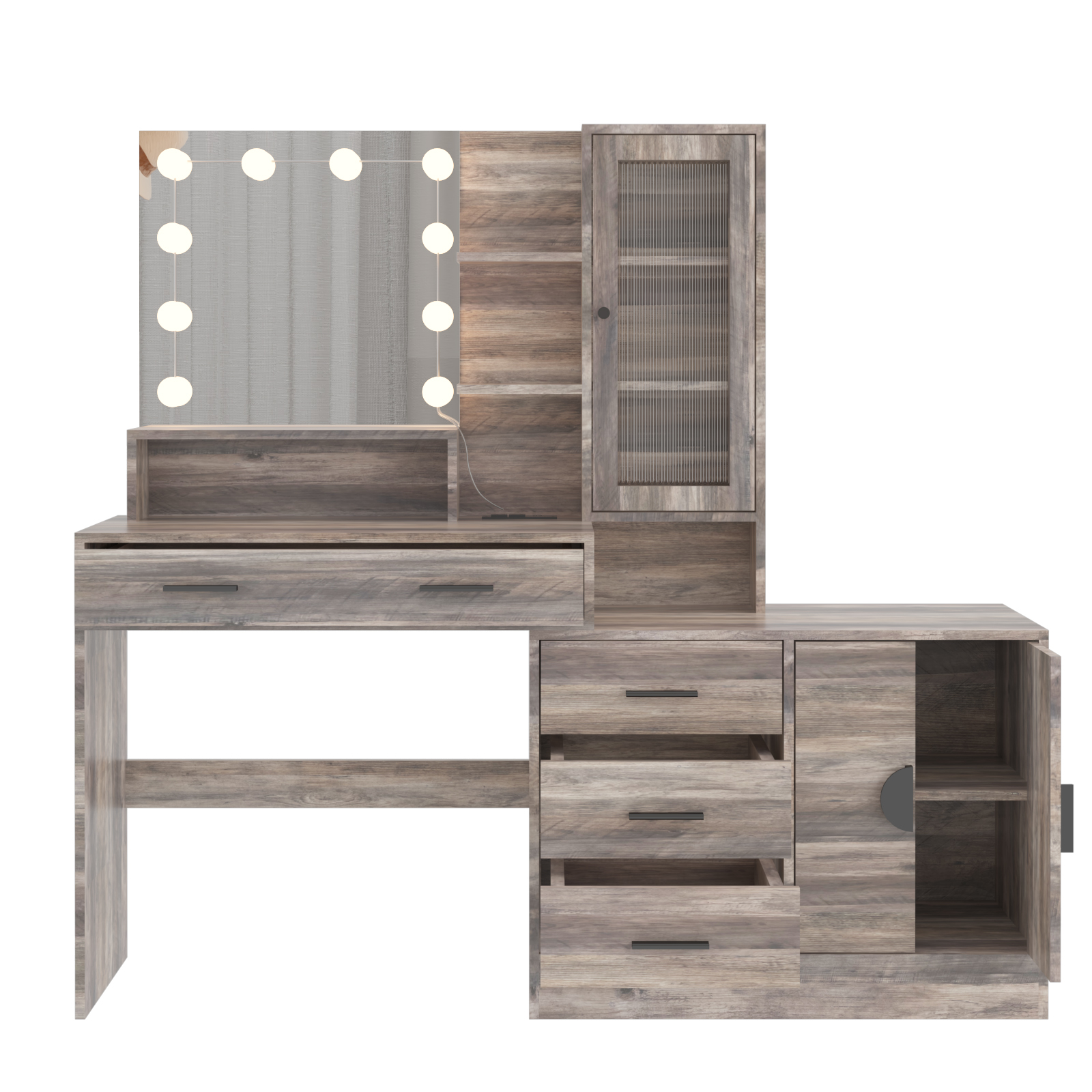 Makeup Vanity Table with Large LED Mirror & Power Outlets Dressing Desk - Picture 28 of 30