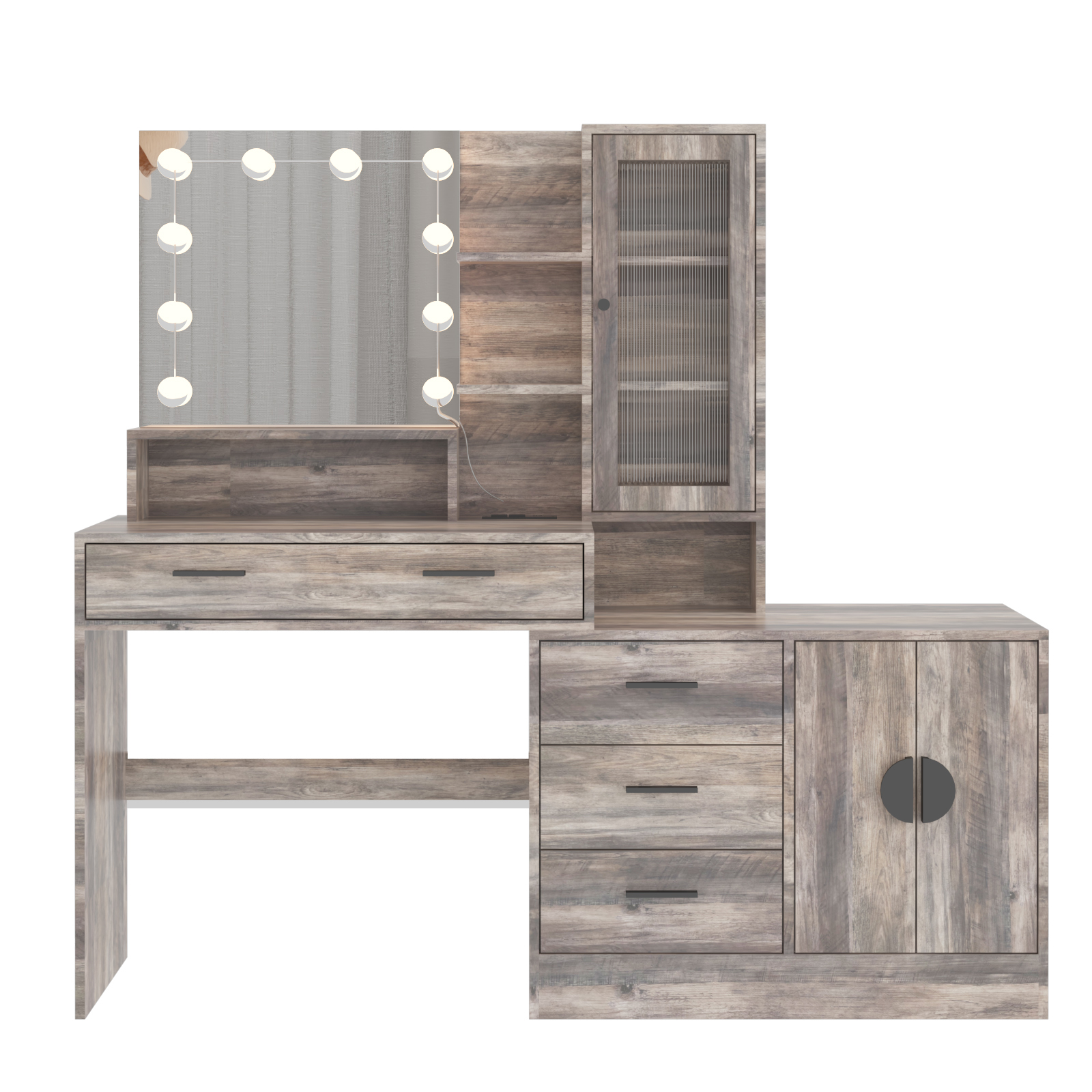 Makeup Vanity Table with Large LED Mirror & Power Outlets Dressing Desk - Picture 29 of 30