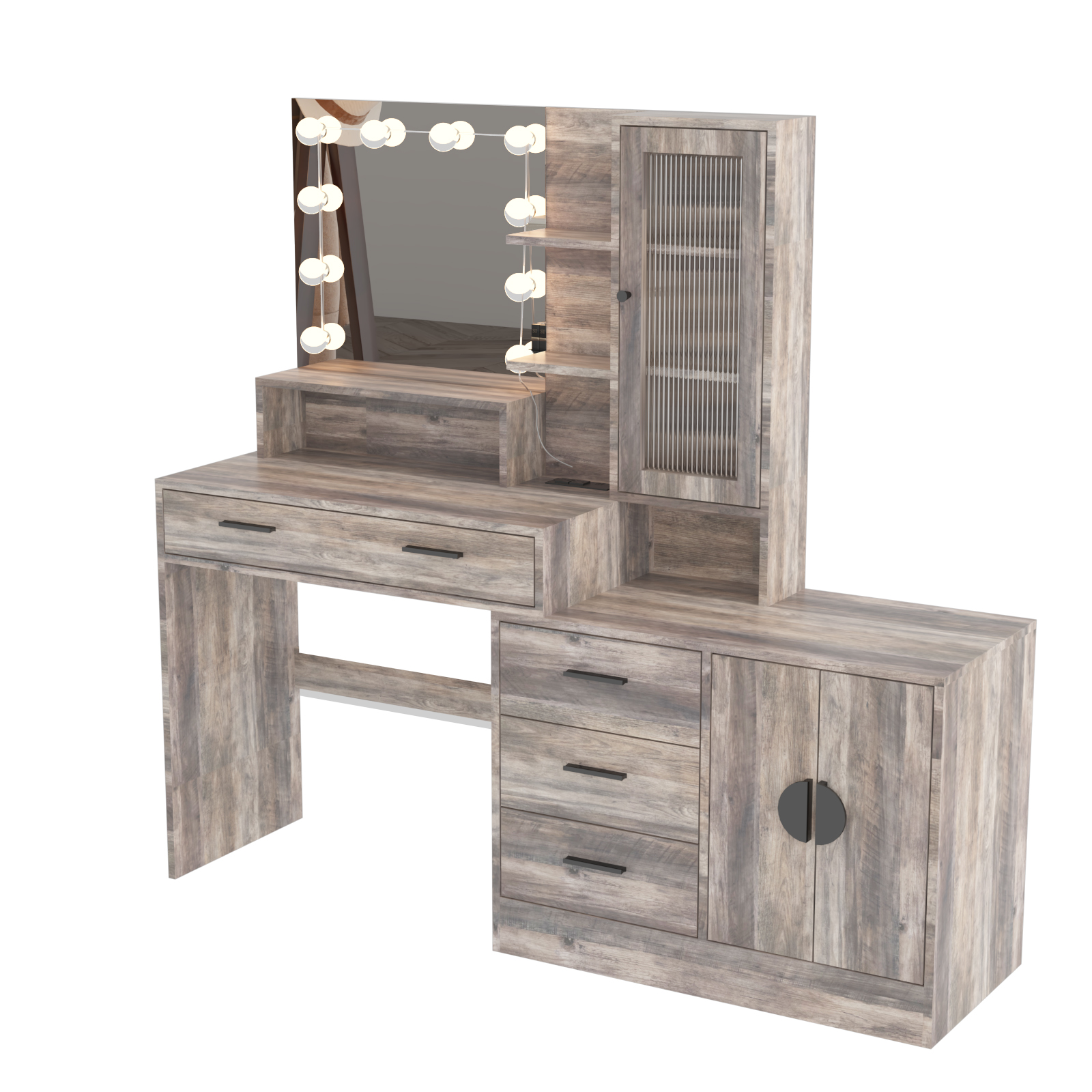 Makeup Vanity Table with Large LED Mirror & Power Outlets Dressing Desk - Picture 30 of 30
