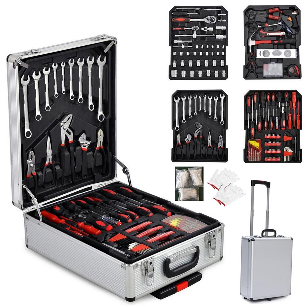 Silver / Black 799 Pieces Mechanics Tool Kit Wrenches Socket with Trolley Case