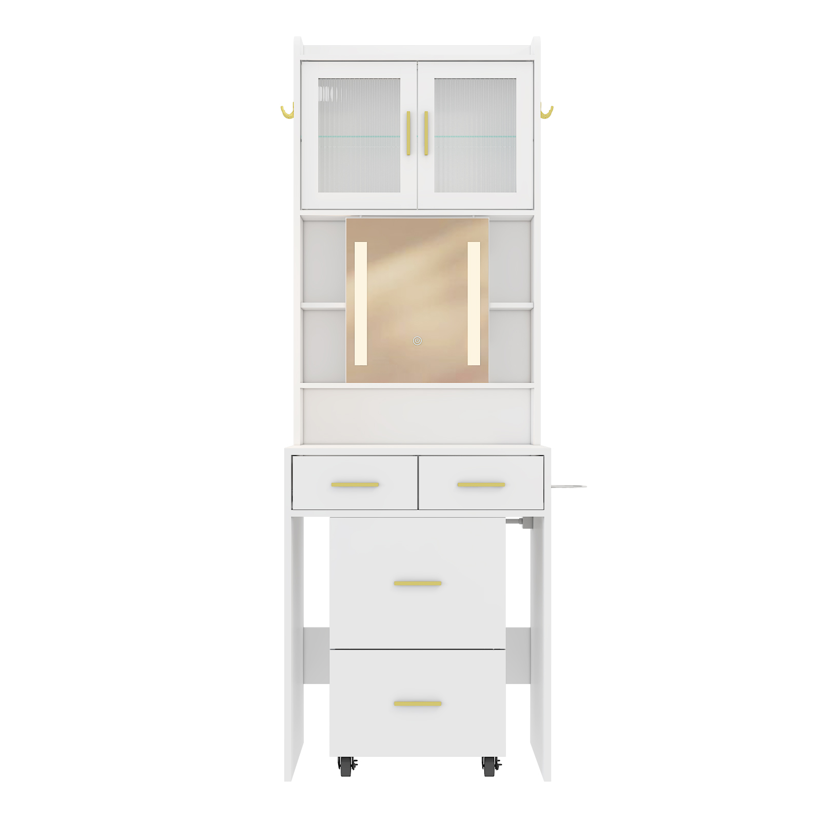 Small Space Vanity Set Makeup Table with Charging Station and Storage Shelves