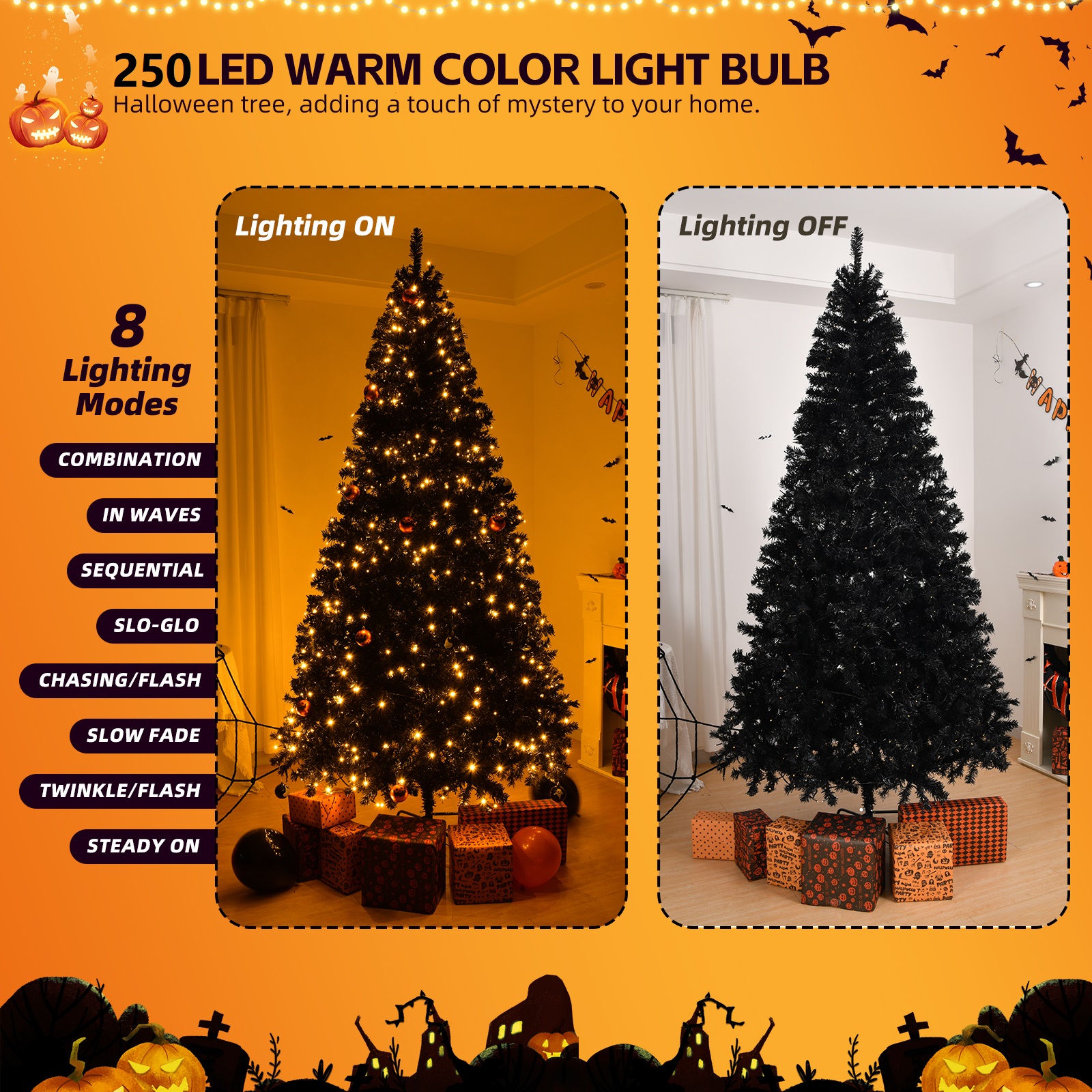 6FT 7FT 8Ft Pre-Lit Artificial Christmas Tree Premium Hinged LED Lights & Stand