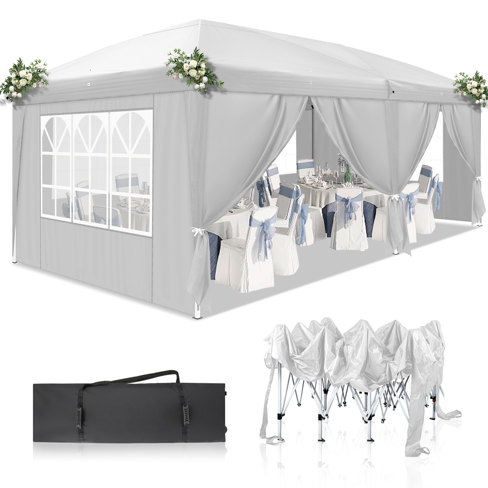 Pavillon 2x23x33x63x9m Faltpavillon Pop Up Partyzelt Gartenzelt UV Schutz DE