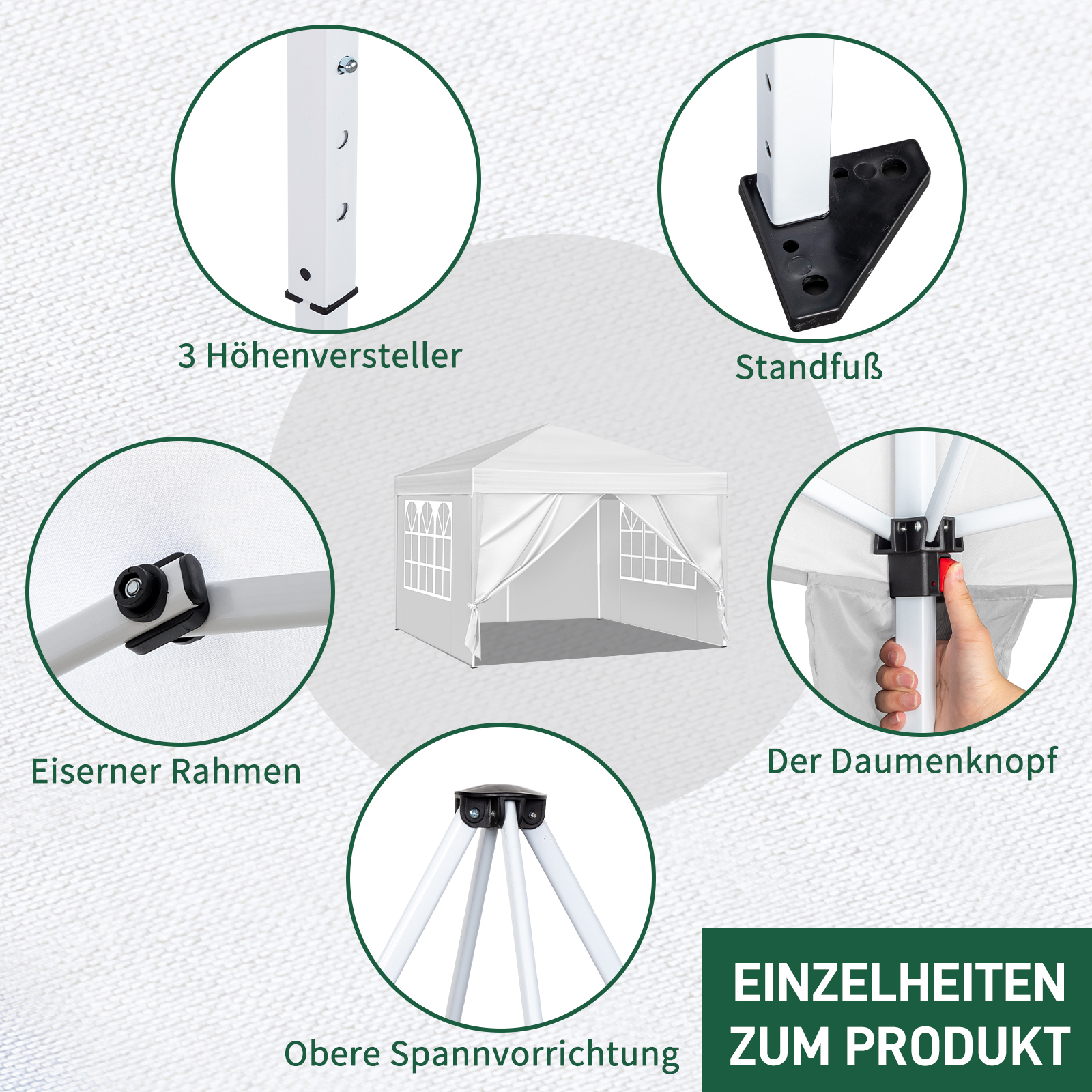 Pavillon 2x2m/3x3m/3x6m Faltpavillon Wasserdicht Partyzelt Gartenzelt UV Schutz - Bild 116 von 151