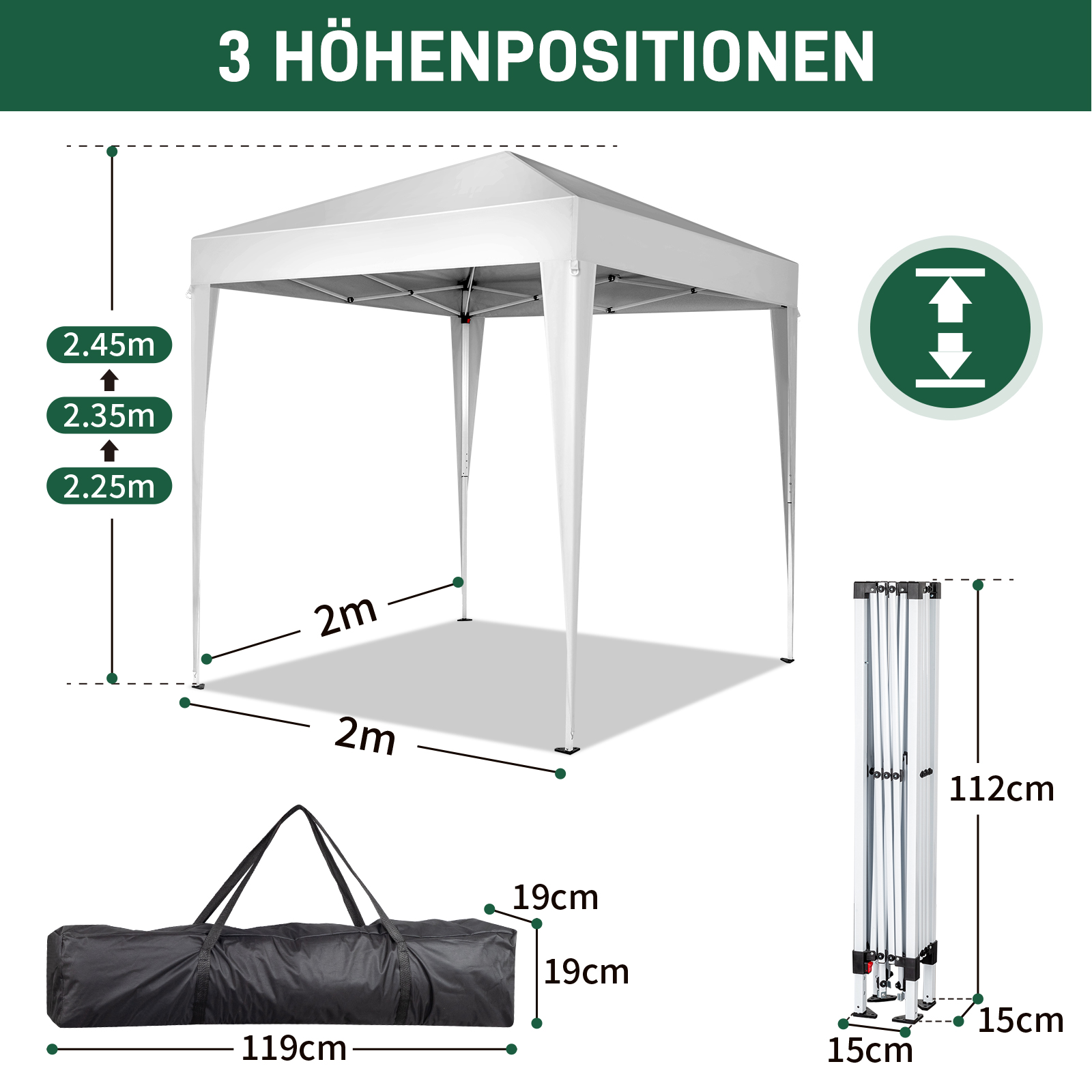 Pavillon 2x2m/3x3m/3x6m Faltpavillon Wasserdicht Partyzelt Gartenzelt UV Schutz - Bild 122 von 151