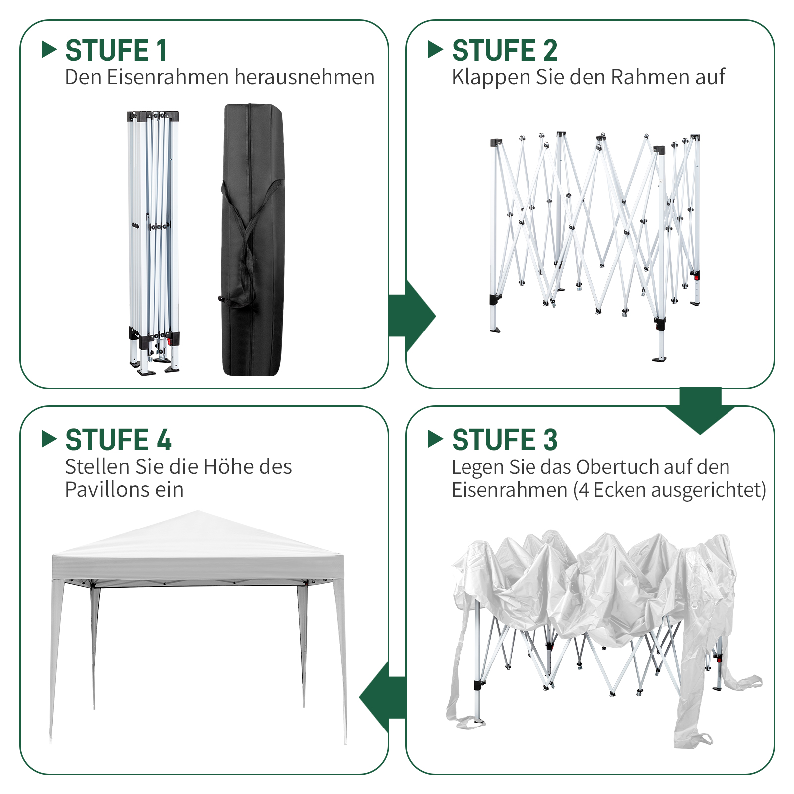 Pavillon Faltpavillon 3x3m Wasserdicht mit 4 Seitenteilen und Fenstern Partyzelt