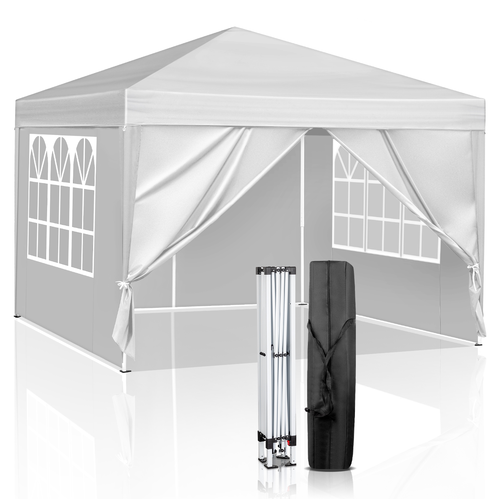 Pavillon Faltpavillon 3x3m Wasserdicht mit 4 Seitenteilen und Fenstern Partyzelt