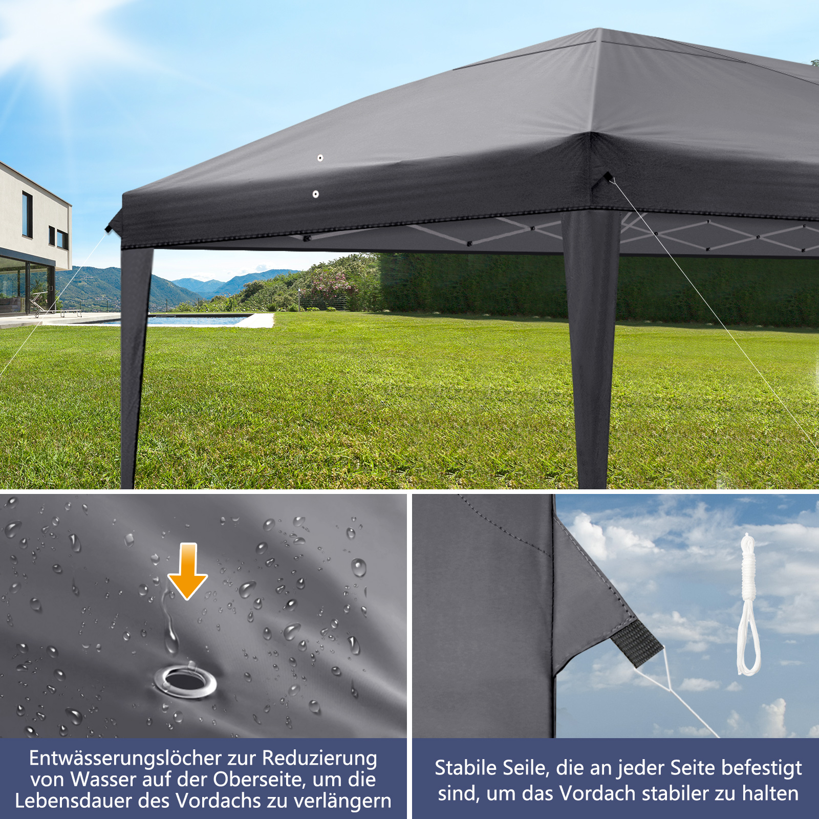 Pavillon 2x2M 3x3M 3x6M Faltpavillon Pop Up Partyzelt Gartenzelt UV Schutz
