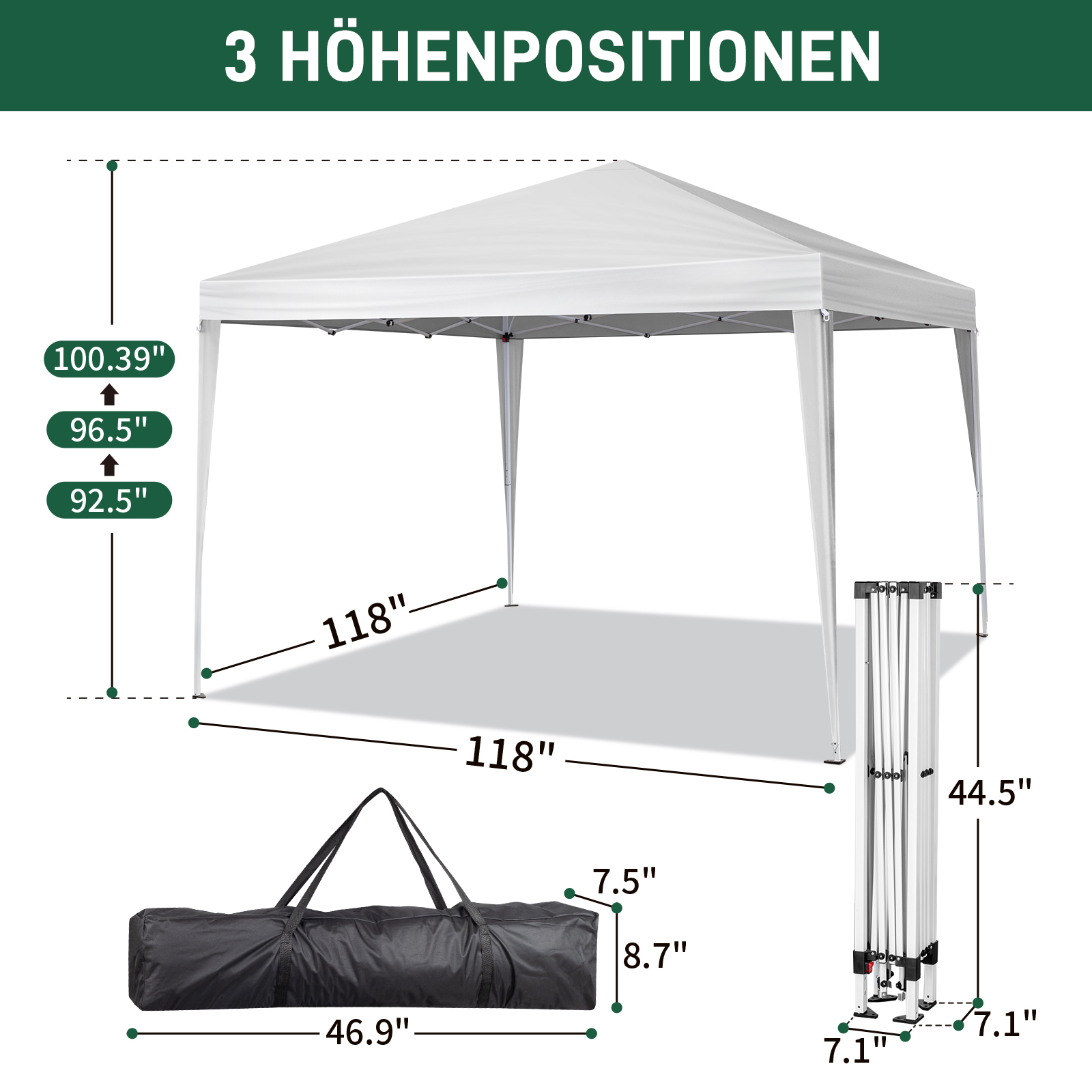 OUTVITA Falt Pavillon WASSERDICHT Pavillion Gartenzelt Dachmaß 2x2m 3x3m 3x6m