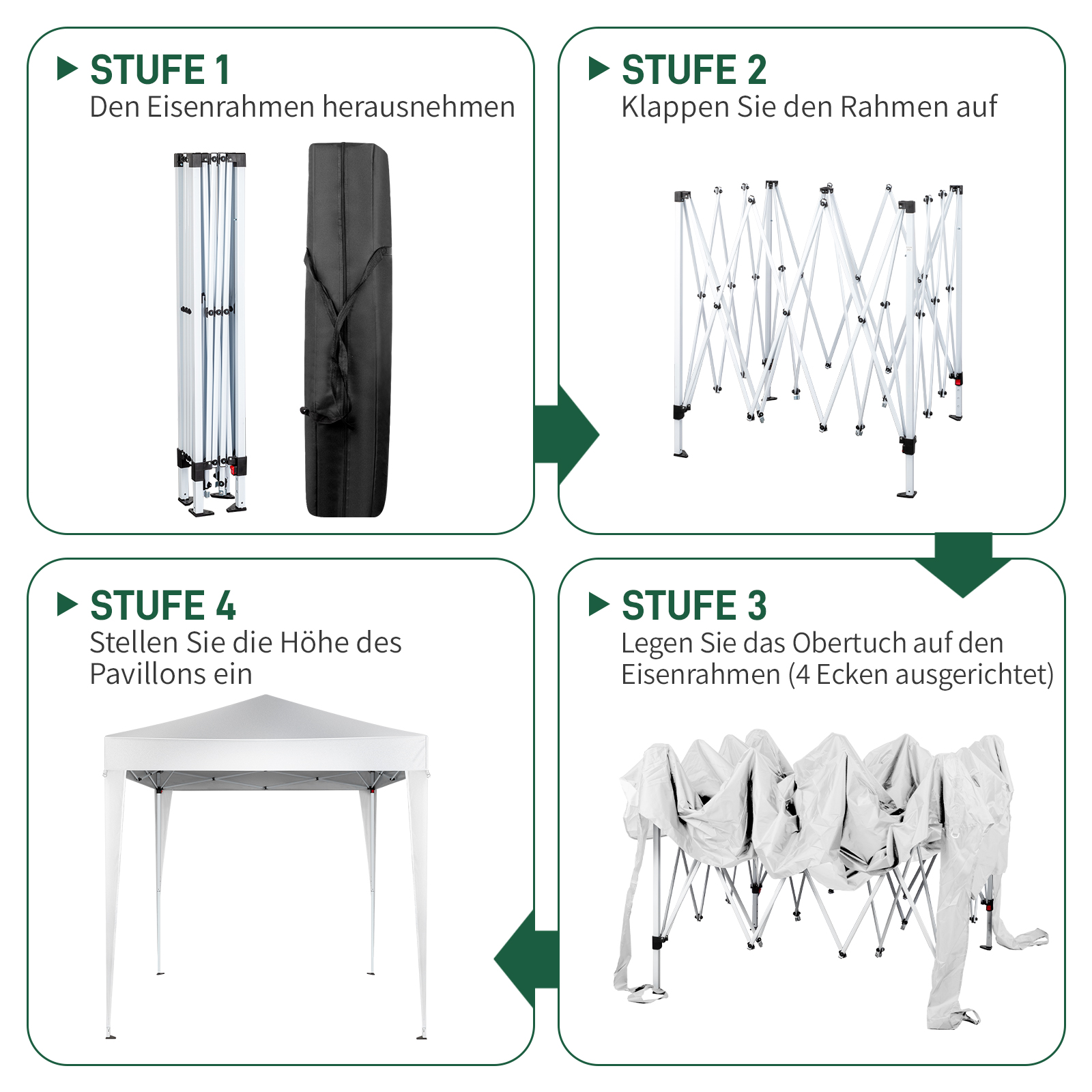 OUTVITA Falt Pavillon WASSERDICHT Pavillion Gartenzelt Dachmaß 2x2m 3x3m 3x6m