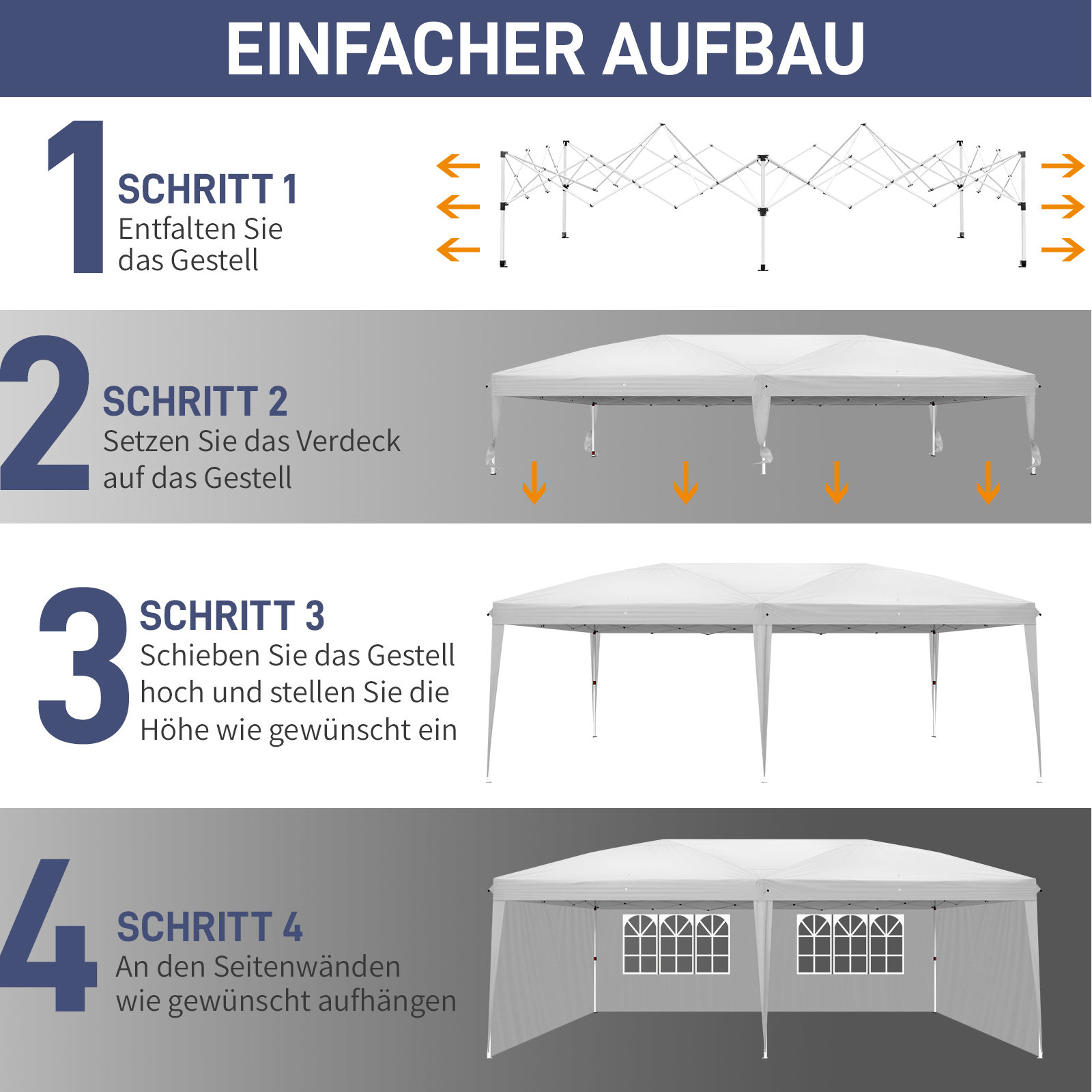OUTVITA Falt Pavillon WASSERDICHT Pavillion Gartenzelt Dachmaß 2x2m 3x3m 3x6m