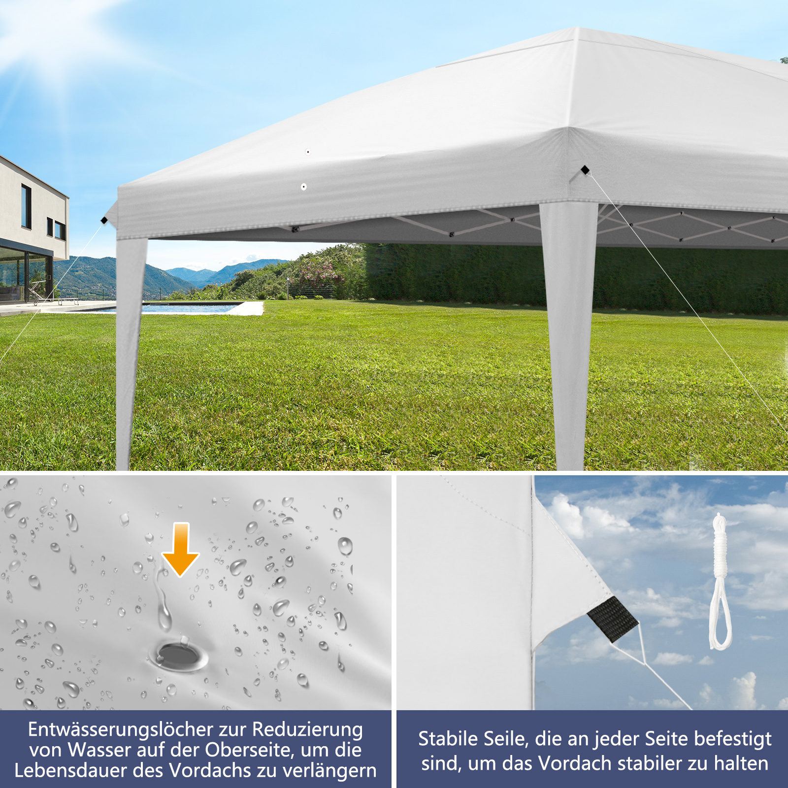 Pavillon Faltpavillon 2x2m3x3m3x4m3x6m3x9m Pop Up Partyzelt UV-Schutz 50 DE