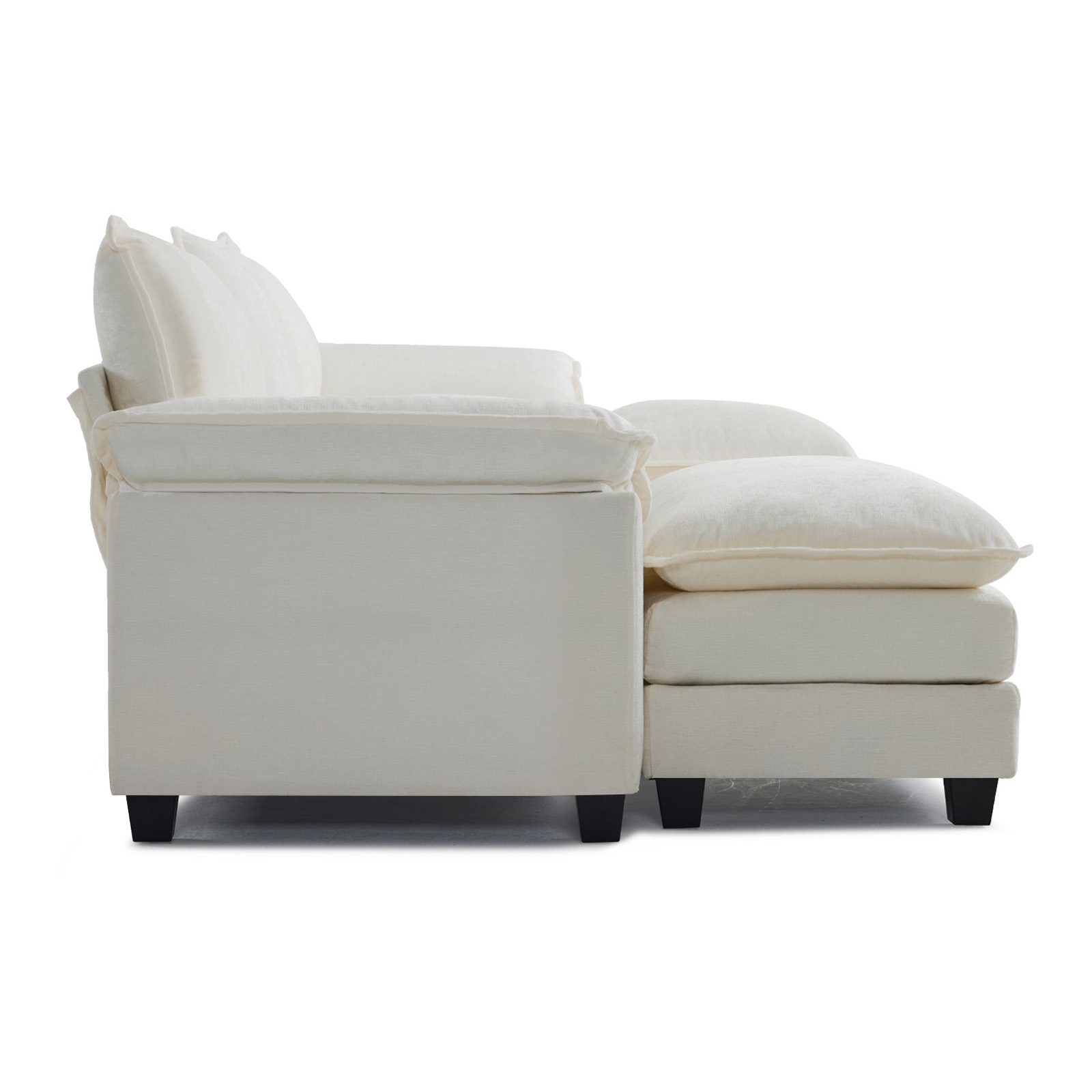 122" Modern Sectional Sofa U Shaped Couch Chenille Sleeper Set for Living Room - Picture 4 of 13
