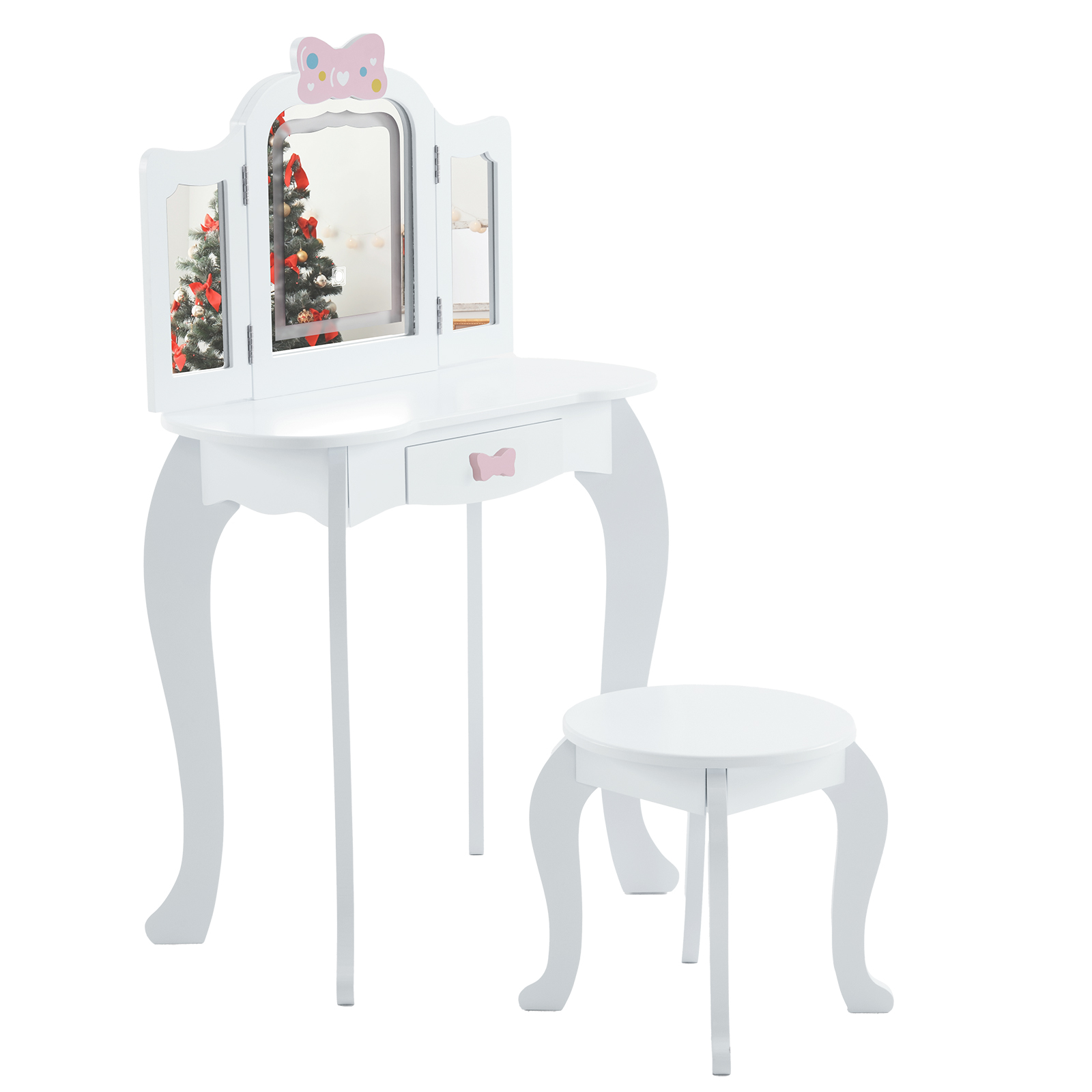 Christmas Gift for Kids Stylish Children’s VanityTable with Mirror & Drawers