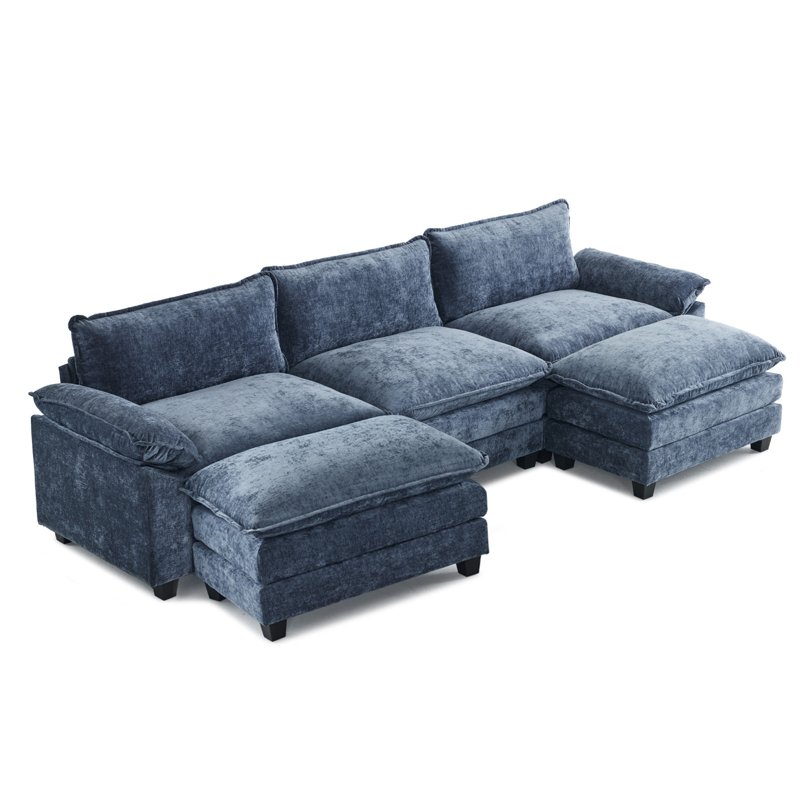 120" W Sectional Sofa Modular Comfy Cloud Counch Modern U Shape Sofa Set - Picture 11 of 12