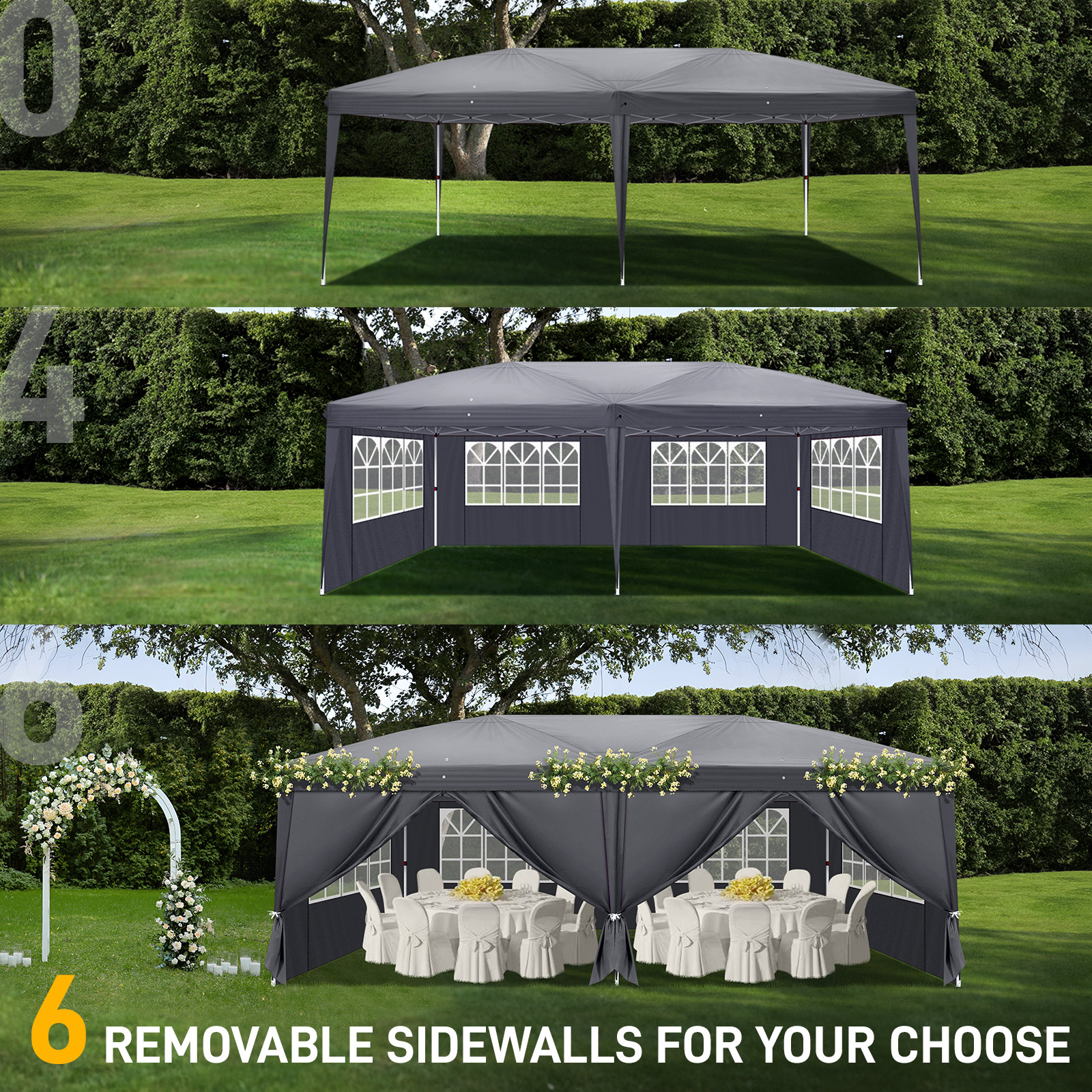 2X2m 3X3m 3x6m Pop-up Gazebo Marquee Canopy Outdoor Garden Party Wedding Tent UK - Picture 121 of 126