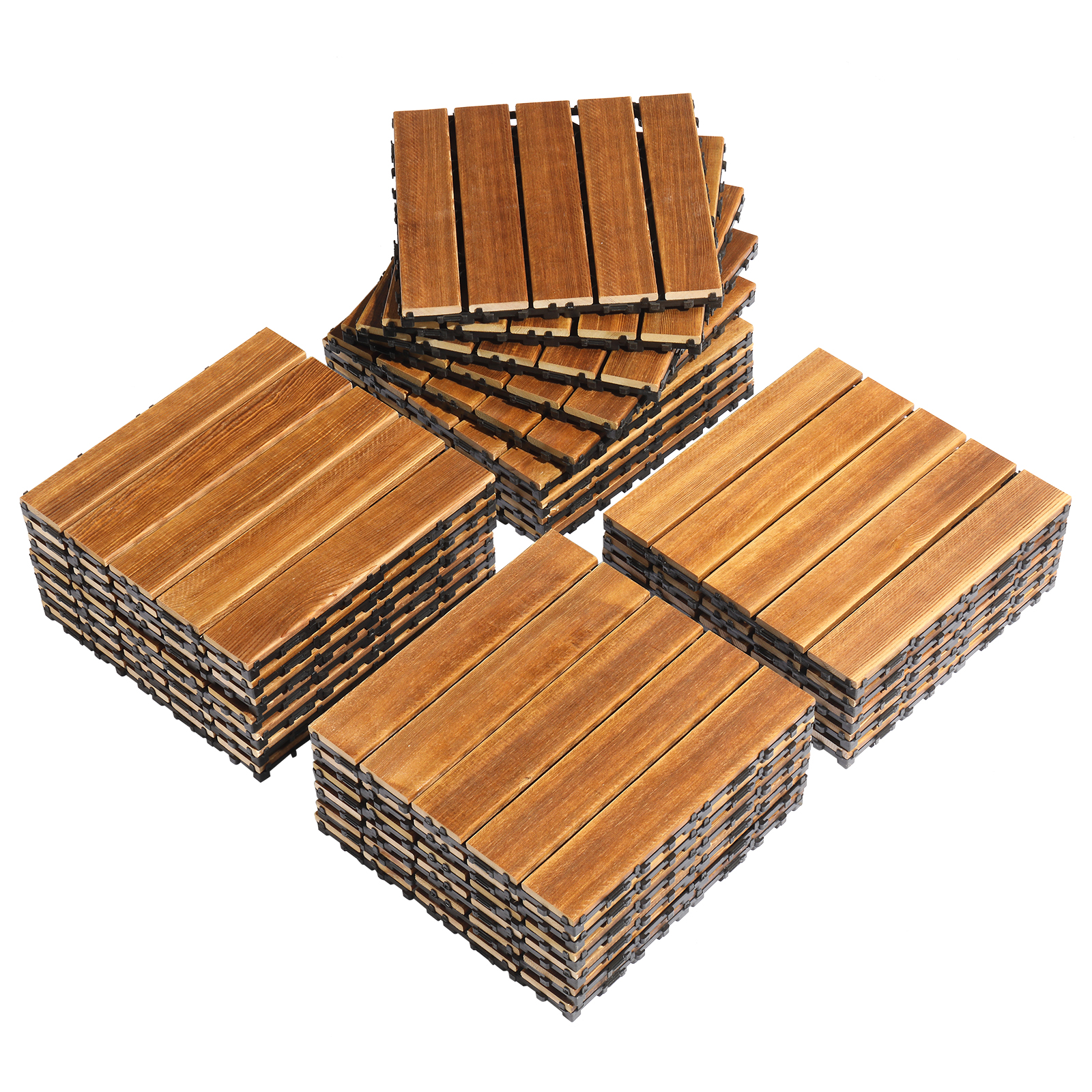 27pcs Wood Flooring Tiles Interlocking Wood Tile Indoor&Outdoor for Patio Garden