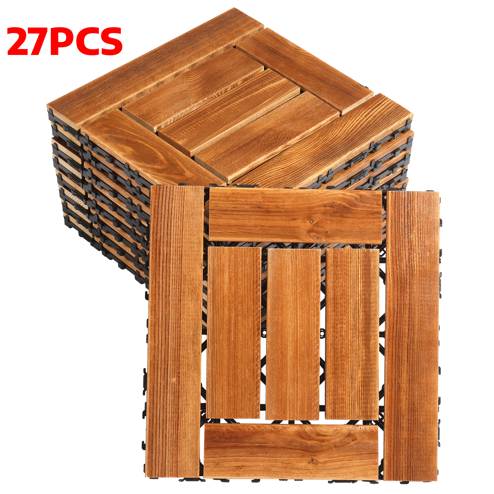 27PCS Interlocking Patio Deck Tiles 30x30CM Wood Floor Tiles Outdoor Flooring UK