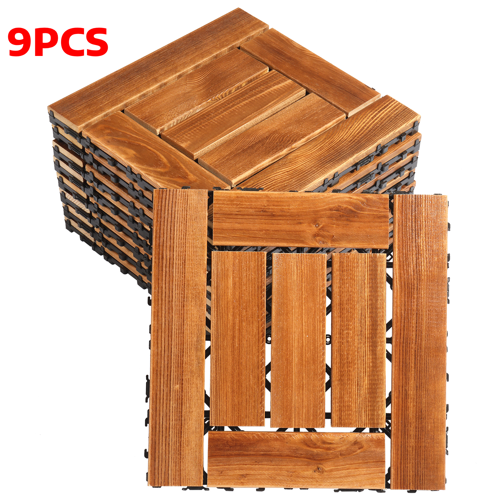 27PCS Interlocking Patio Deck Tiles 30x30CM Wood Floor Tiles Outdoor Flooring UK