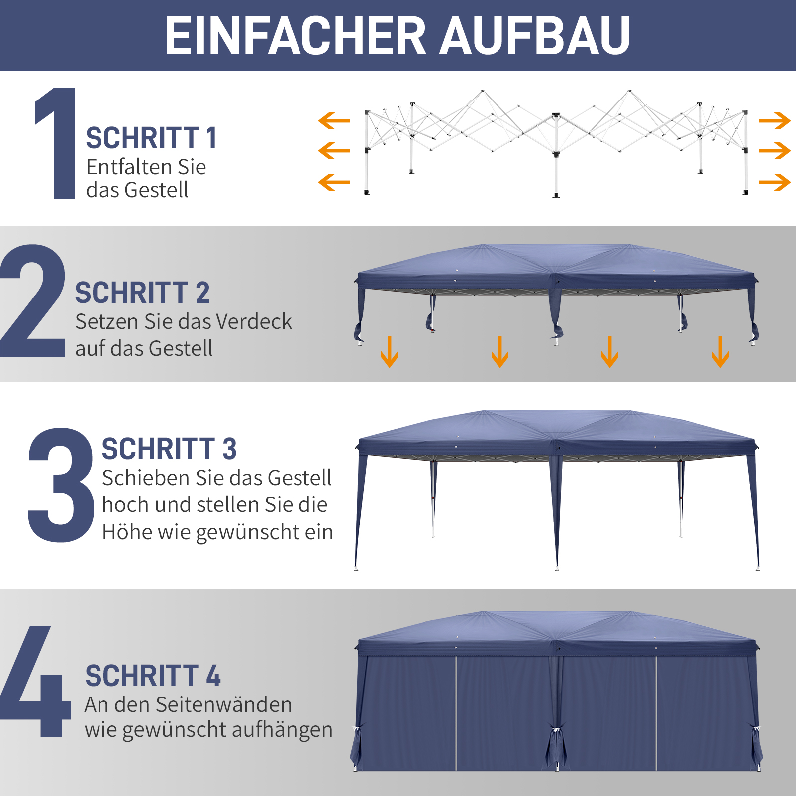 Pavillon 3mx6m Faltpavillon Gartenzelt Partyzelt Wasserdicht UV-Schutz Pavillion