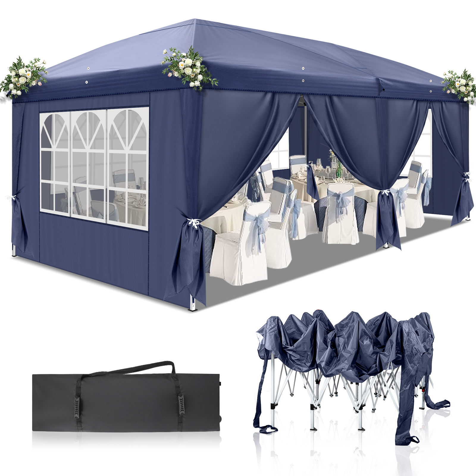 Pavillon 3mx6m Faltpavillon Gartenzelt Partyzelt Wasserdicht UV-Schutz Pavillion