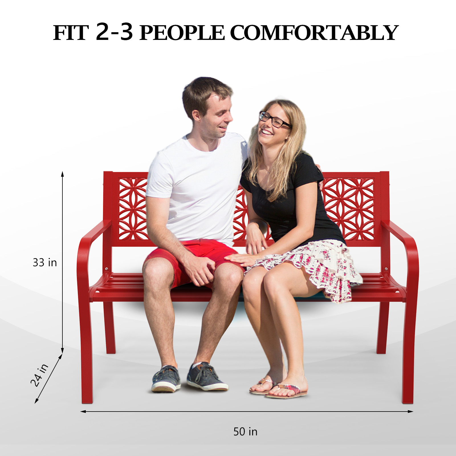 Garden Patio Bench Outdoor Porch Park Backyard Chairs Metal Weather-resistant