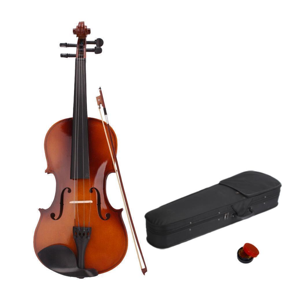 Glarry 4/4 3/4 1/2 1/4 Size Acoustic Violin with Case Bow Rosin for Beginner