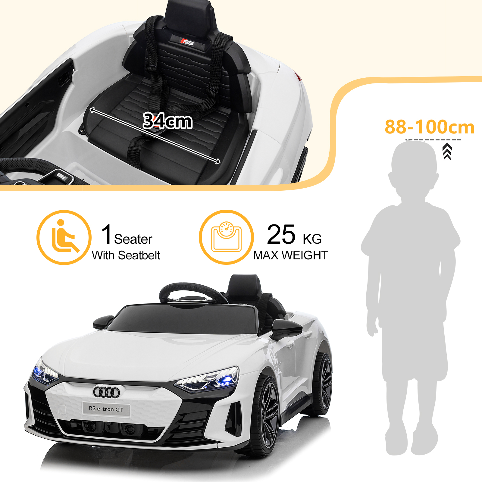 Kinder Elektroauto 12V Kinderauto mit 2,4G Fernbedienung 5 km/h für Audi GT - Bild 14 von 25