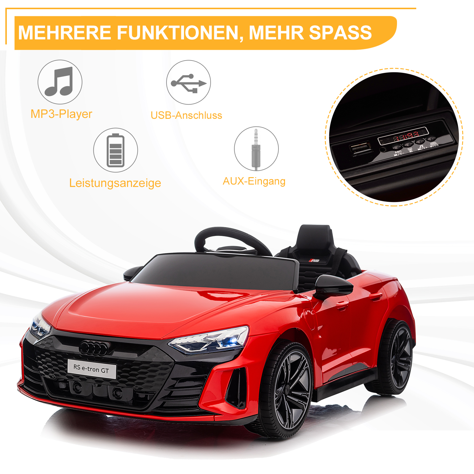 Kinder Elektroauto 12V Kinderauto mit 2,4G Fernbedienung 5 km/h für Audi GT - Bild 23 von 25