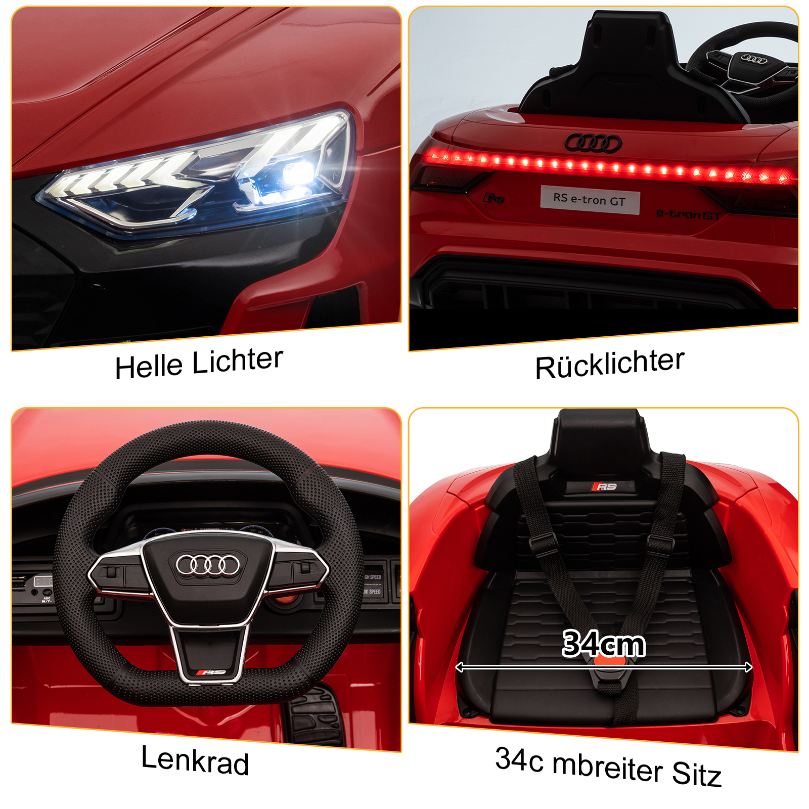 Kinder Elektroauto 12V Kinderauto mit 2,4G Fernbedienung 5 km/h für Audi GT - Bild 24 von 25