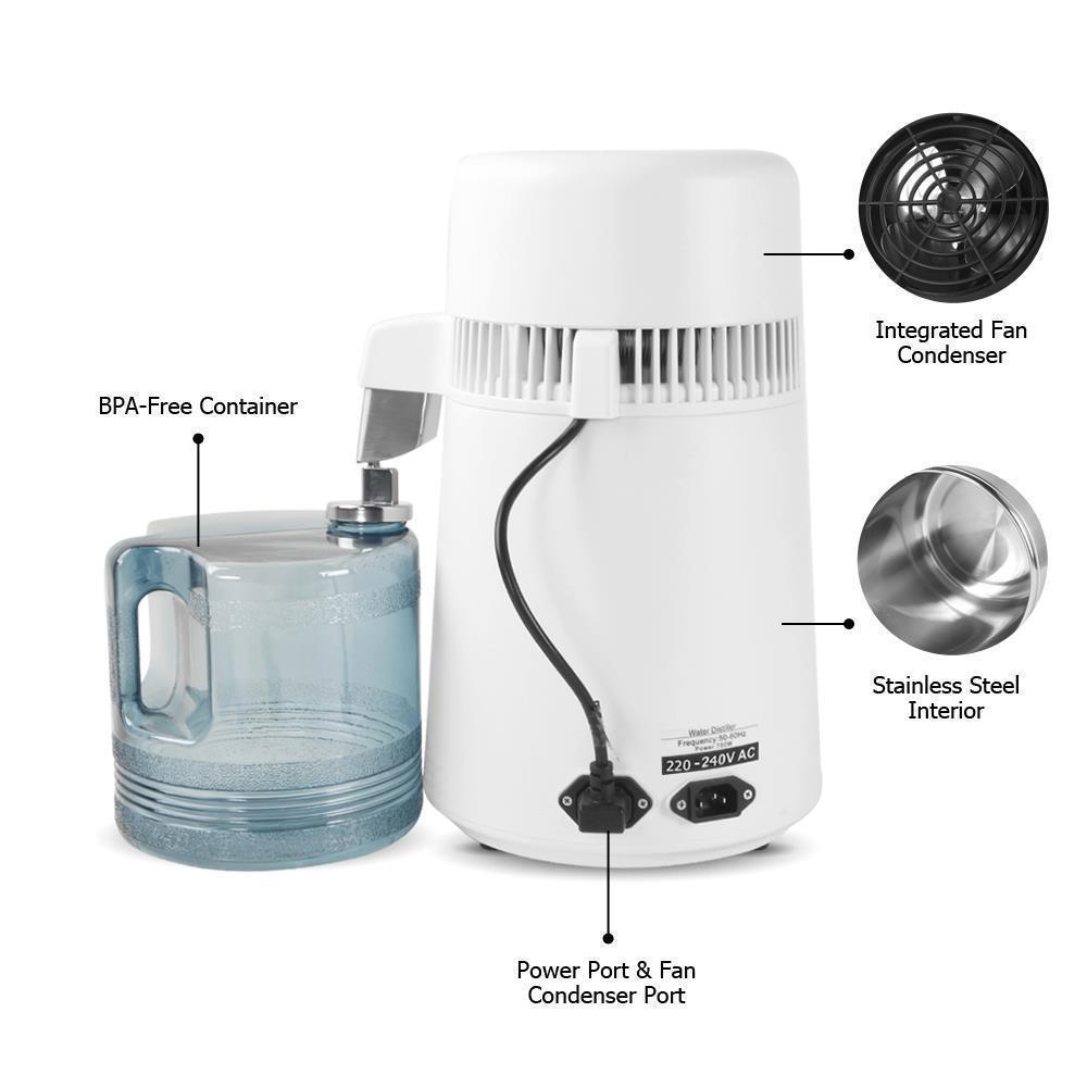 New 4L Water Distiller Electric Purifier Stainless Steel Glass Water Filters UK - Picture 8 of 21