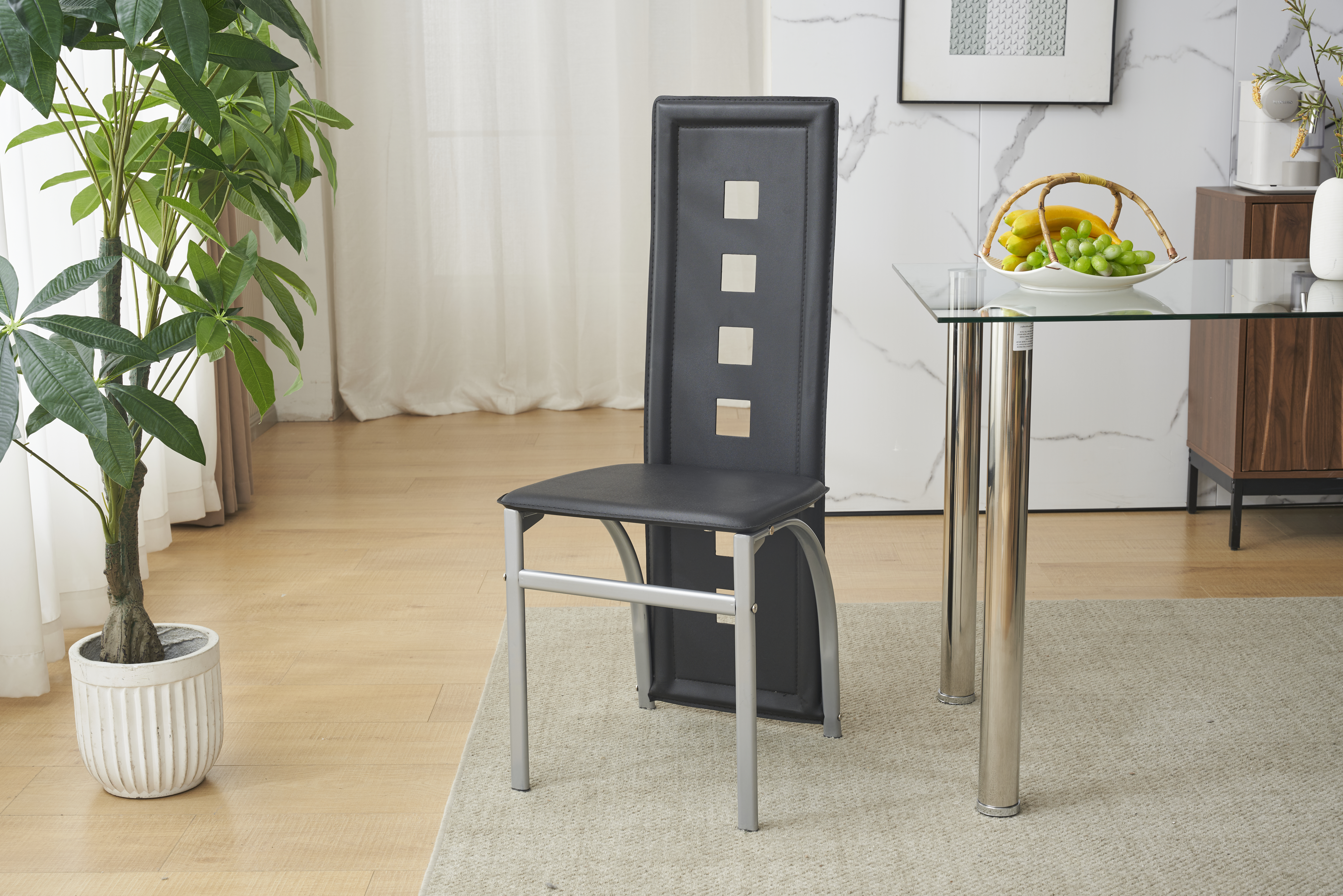 Set of 4 Leather Dining Chair Side Chairs Set Office Home Kitchen Seat Furniture - Picture 12 of 15