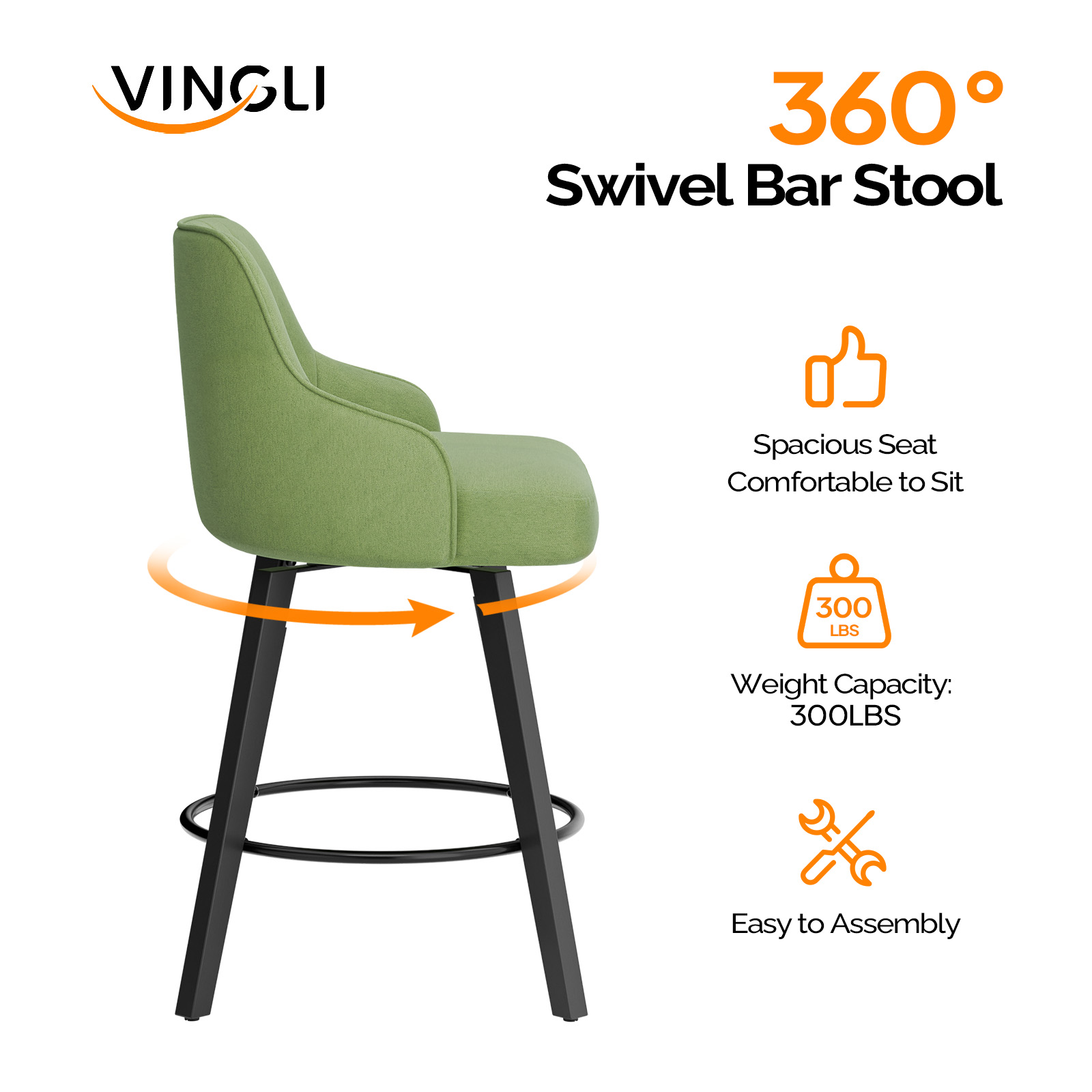 Ergonomic Solid Wood Legs Cotton Linen Swivel Bar Stool for Bar Home Office - Picture 27 of 30